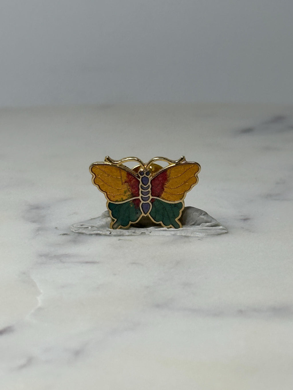 Vintage Butterfly Enamel Lapel Pin: Gold Tone - Nature Accessory