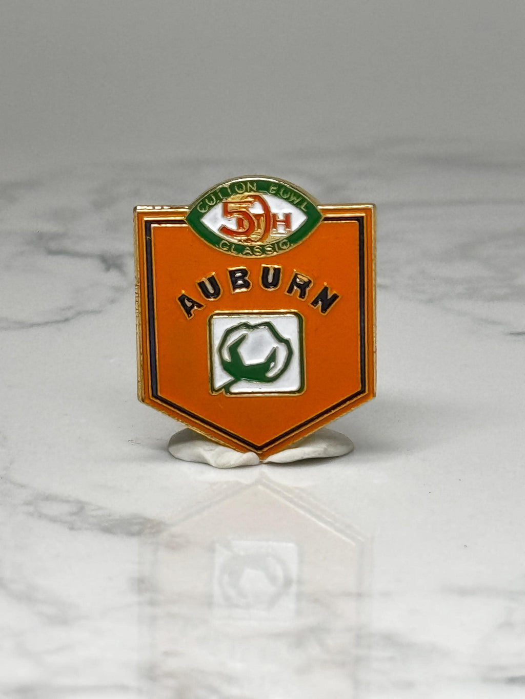 Vintage Auburn 5th Classic Enamel Pin: Orange Shield - Golf Event Accessory