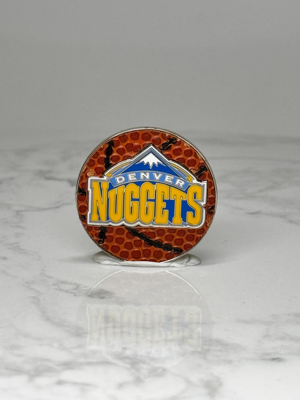 Vintage Denver Nuggets Enamel Pin: Gold Blue Logo - NBA Basketball Accessory