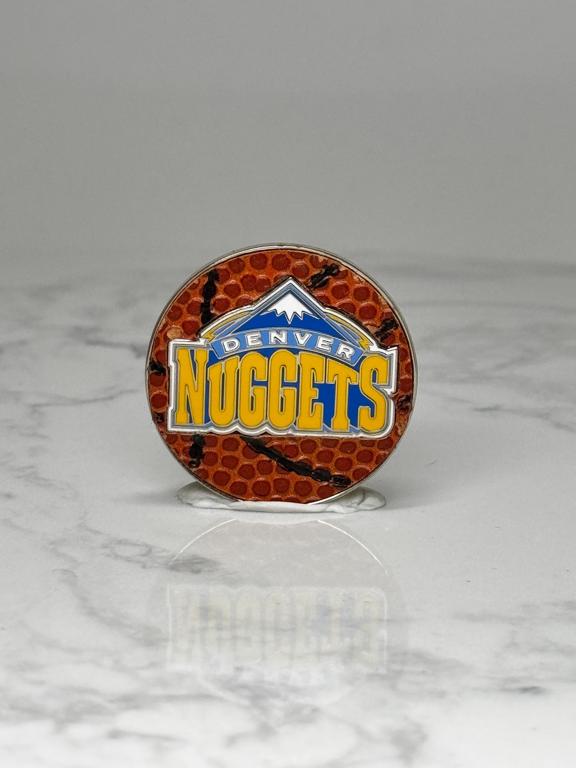 Vintage Denver Nuggets Enamel Pin: Gold Blue Logo - NBA Basketball Accessory