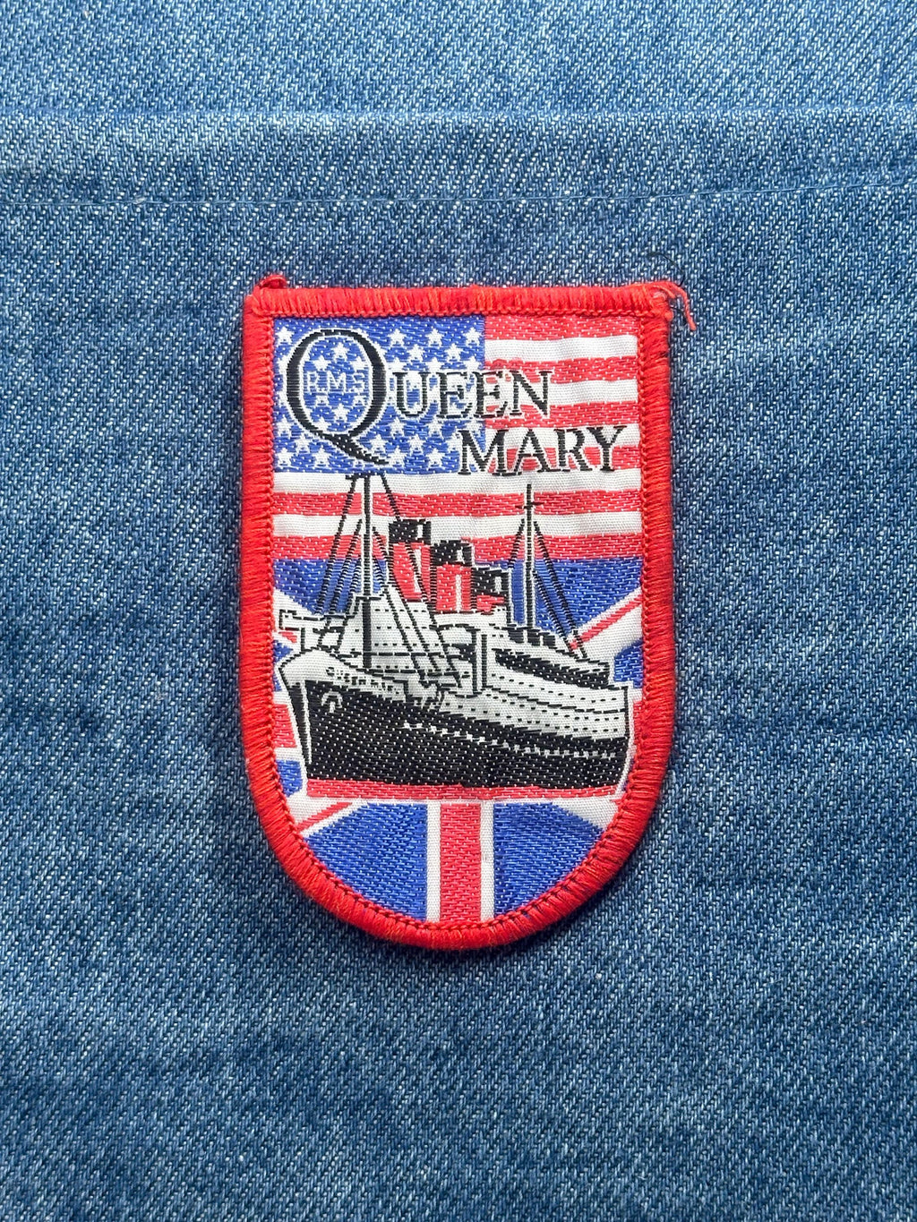 RMS Queen Mary Collectable Patch: Red Border - Ocean Liner Accessory