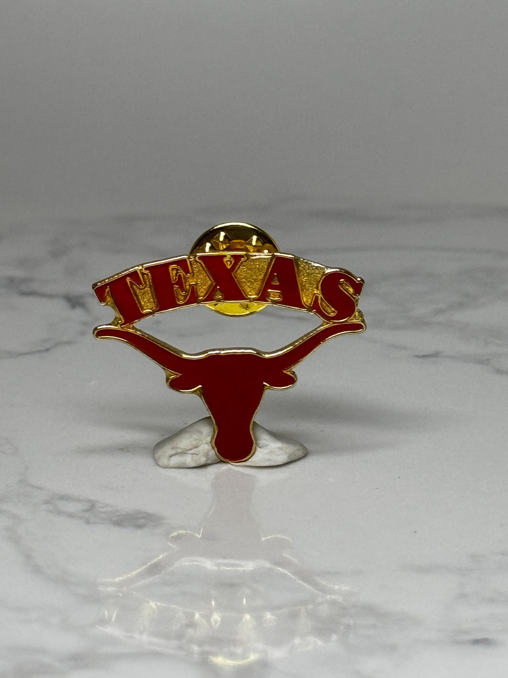 Vintage Texas Longhorn Enamel Pin: Red Gold Tone - State Souvenir Accessory