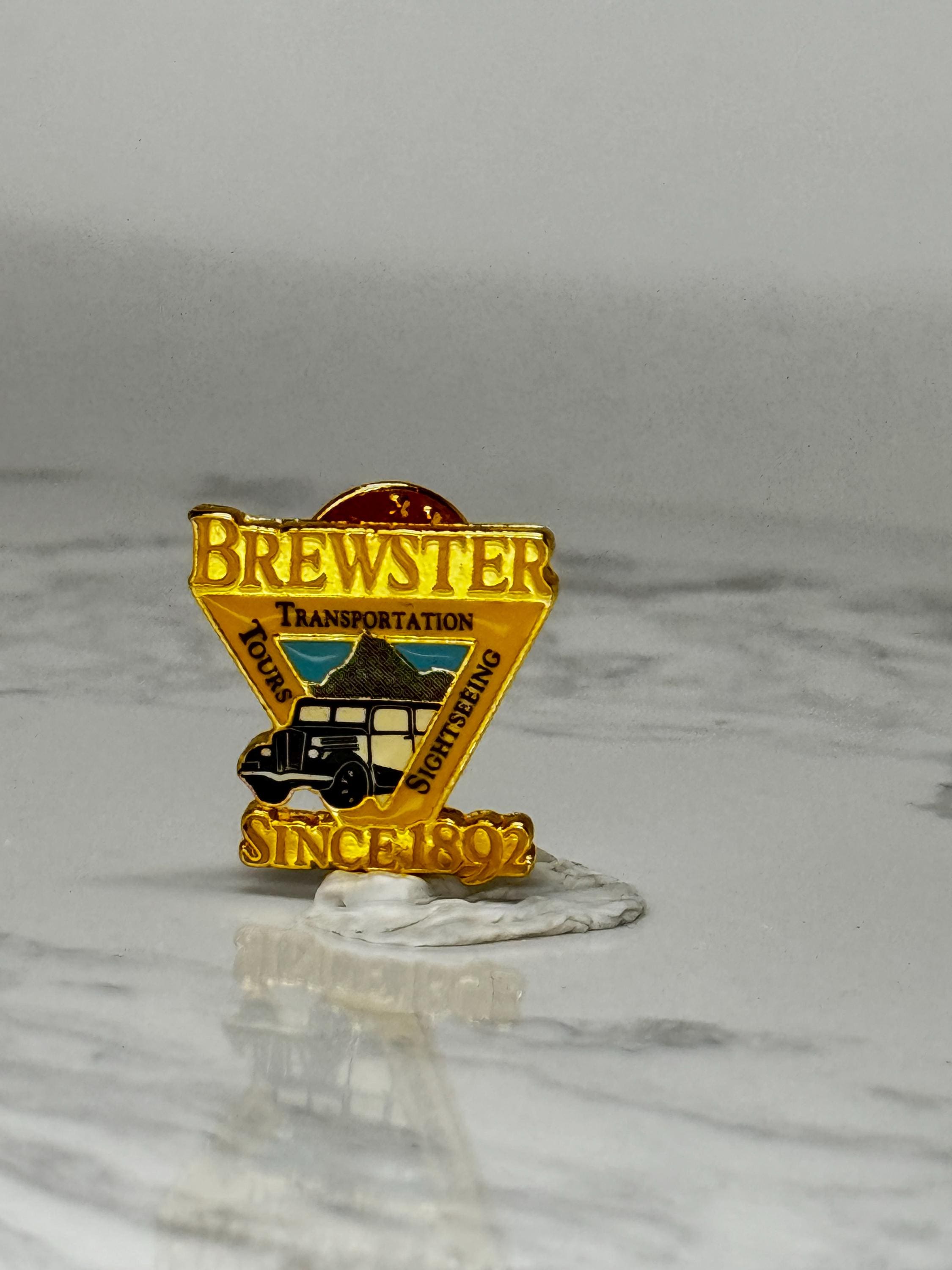 Vintage Brewster Transportation Lapel Pin: Gold Enamel - Since 1892