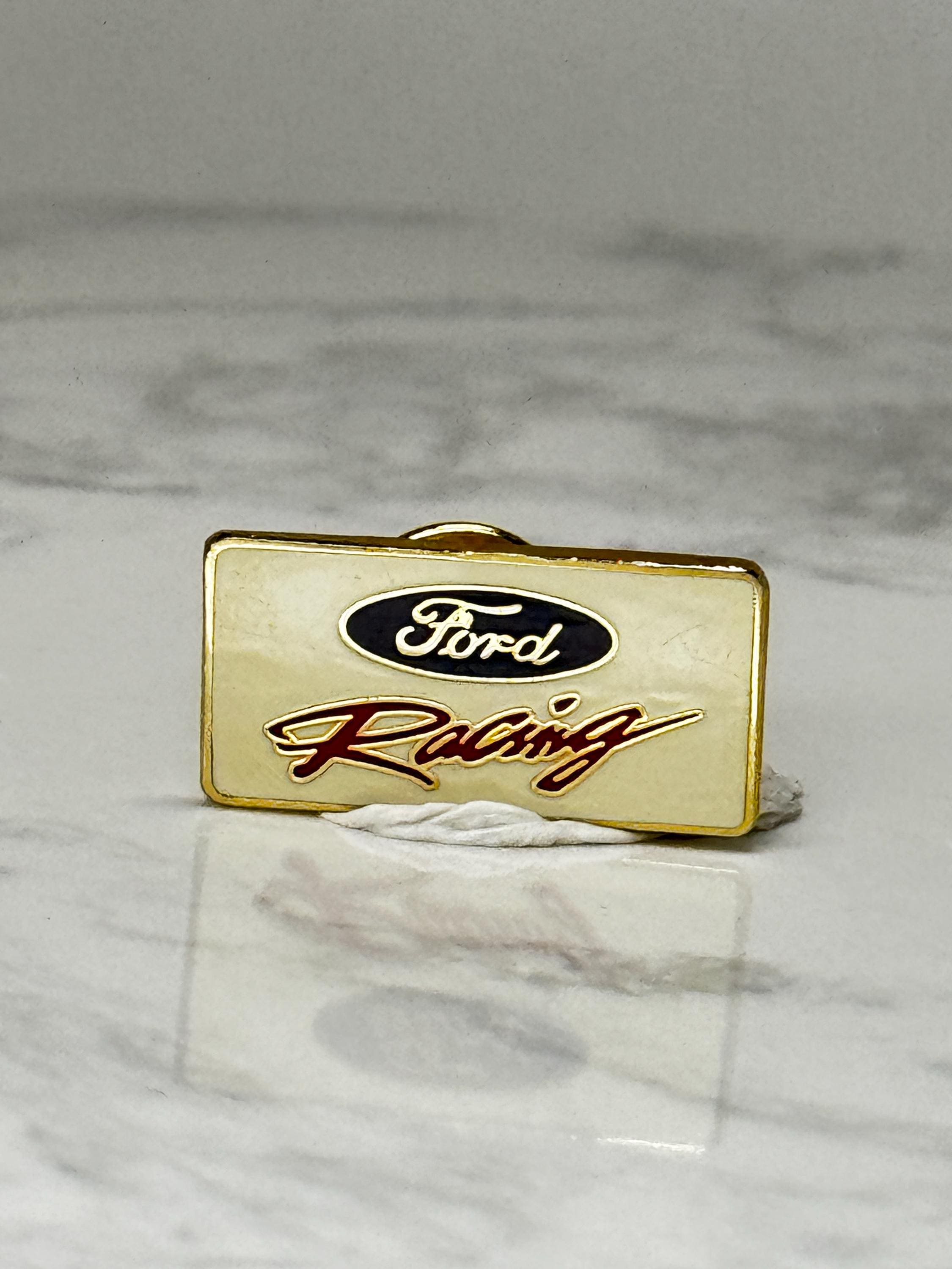 Vintage Ford Racing Enamel Pin: Gold Tone - Motorsport Accessory