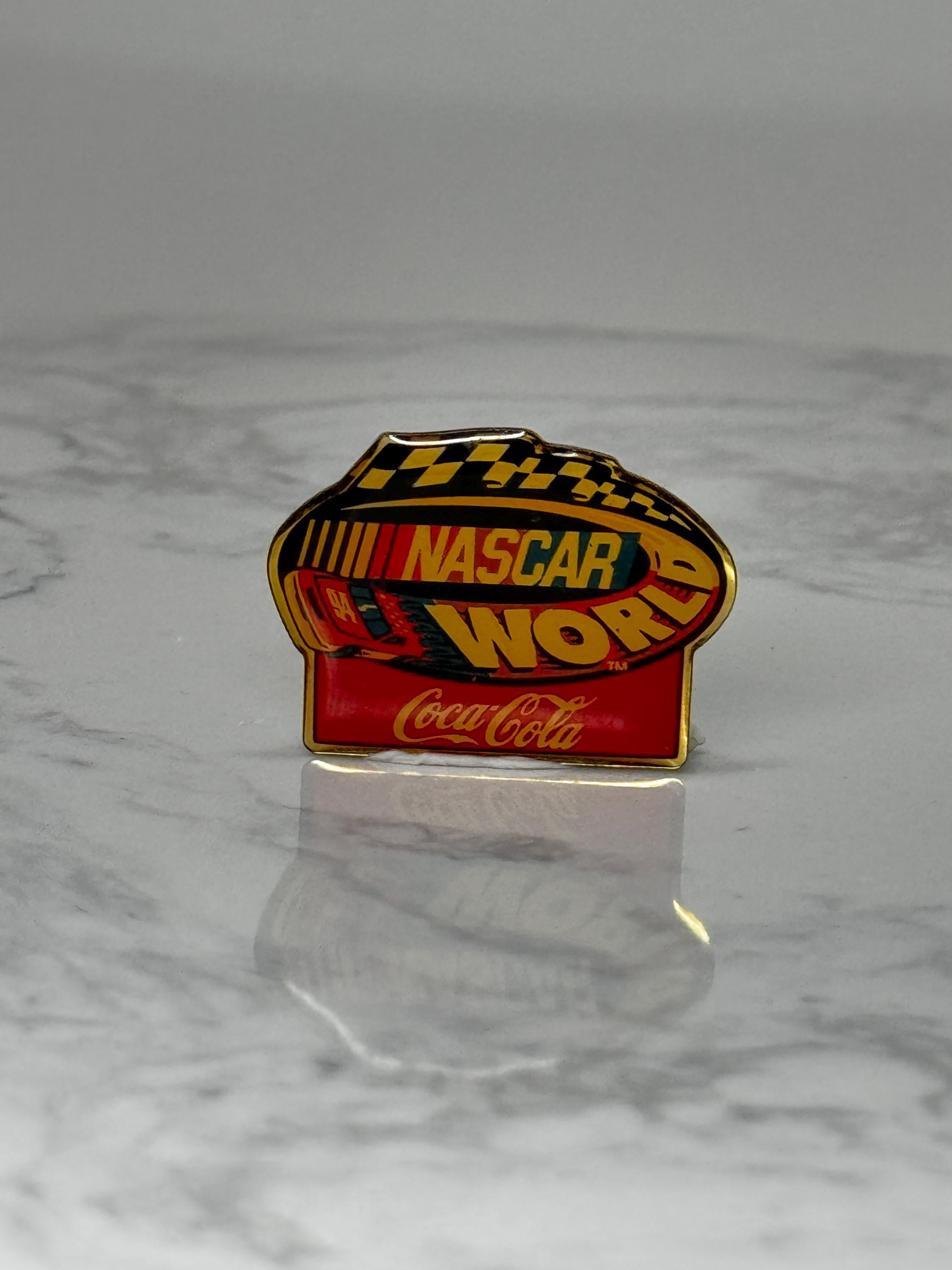 Vintage NASCAR World Lapel Pin: Gold Tone Enamel - Racing Era Accessory