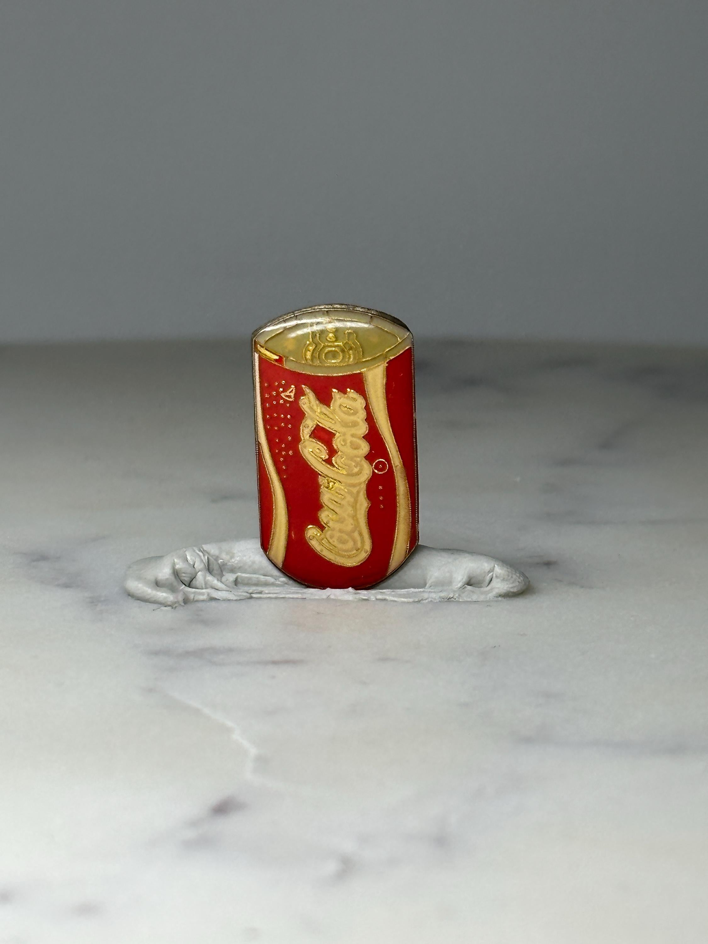 Vintage Coca Cola Soda Can Pin: Red Gold Enamel - 1990s Accessory