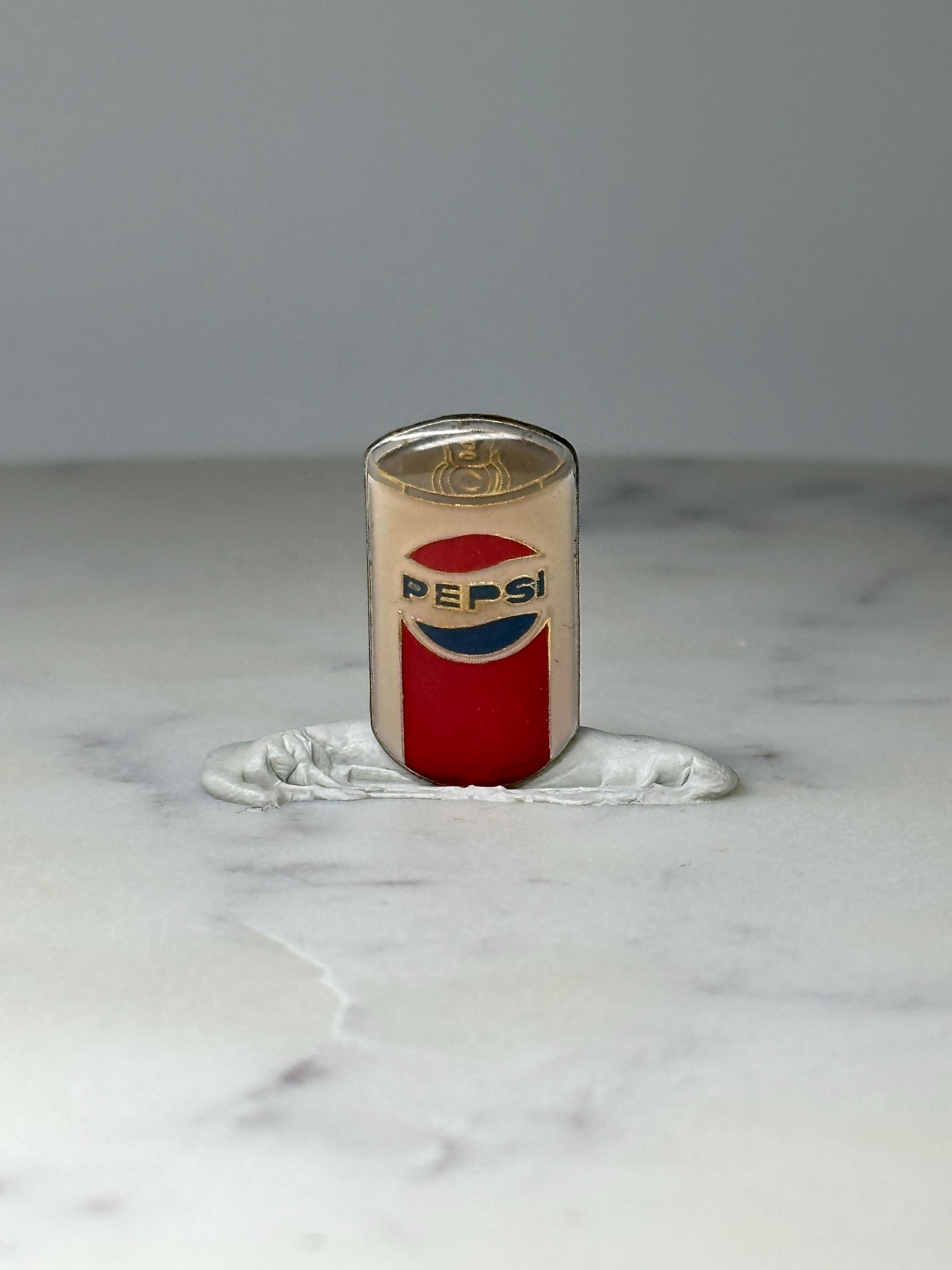 Vintage Pepsi Soda Can Pin: Red Blue Enamel - 1980s Ad Accessory