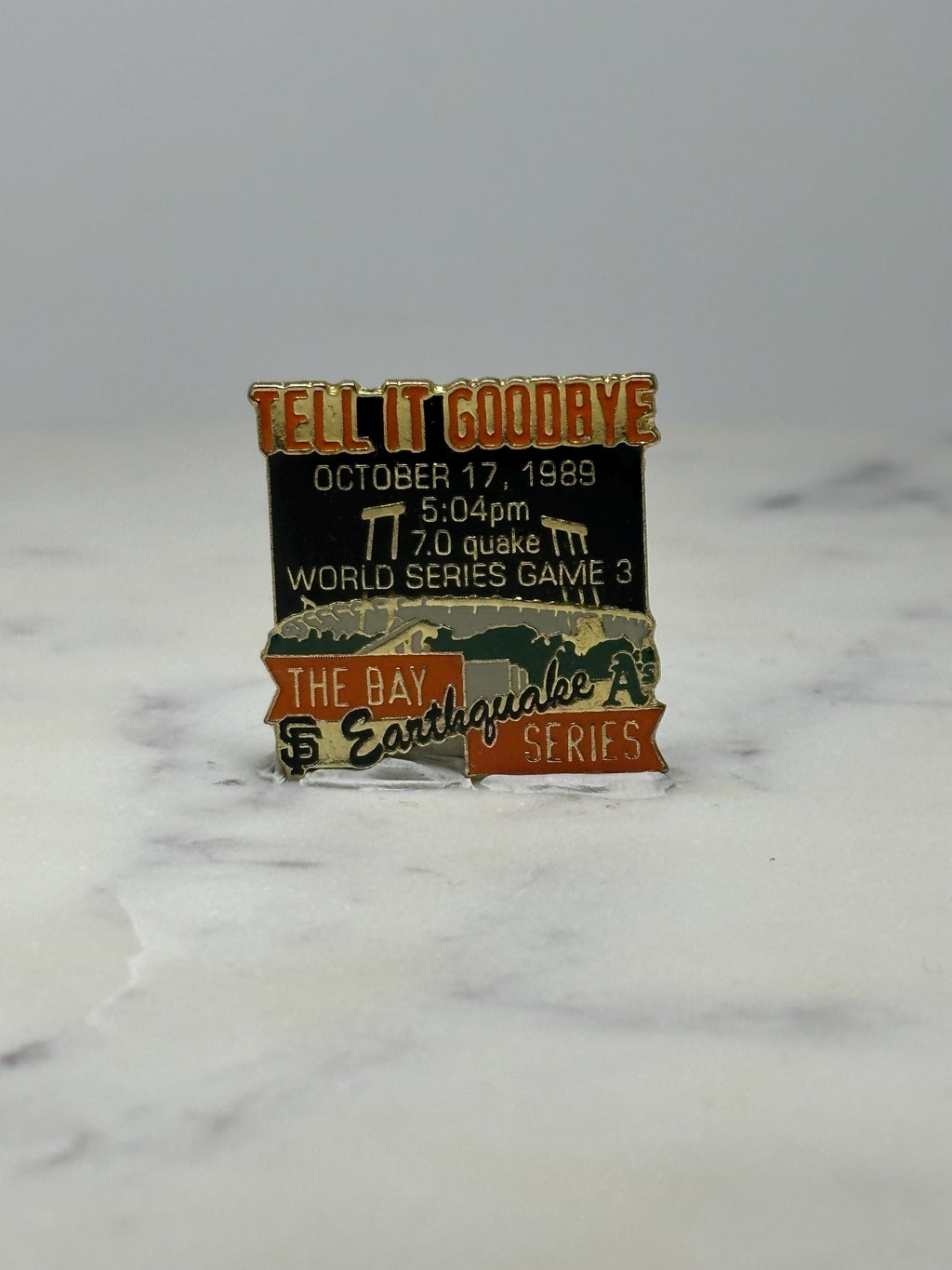 Vintage 1989 World Series Earthquake Pin: Enamel - MLB Bay Series Accessory