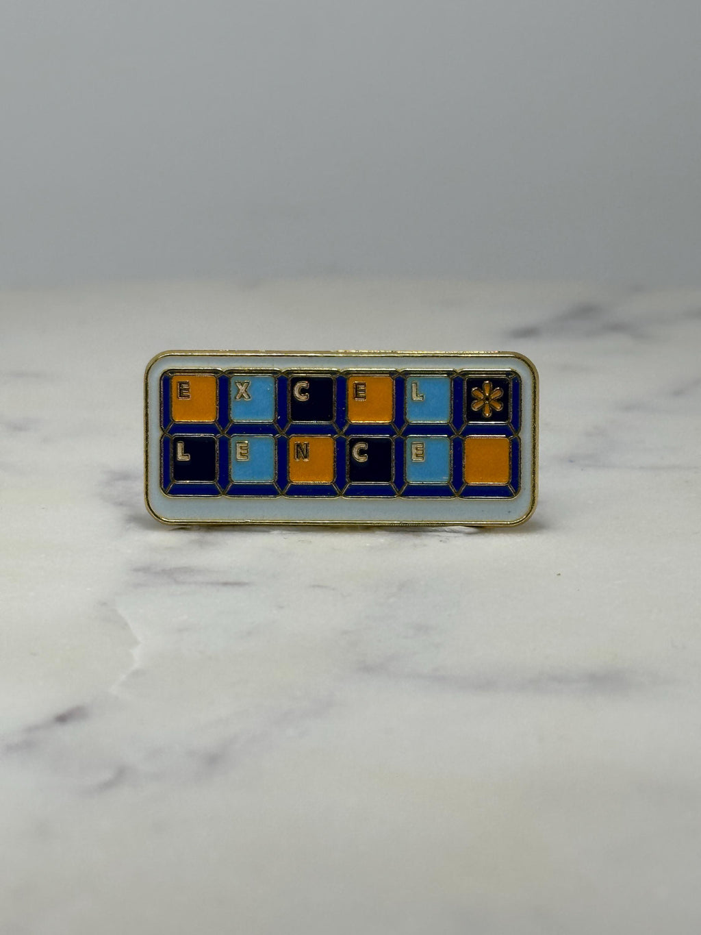 Walmart Excellence Pin Employee Recognition Award Enamel Pin Blue Gold Vintage
