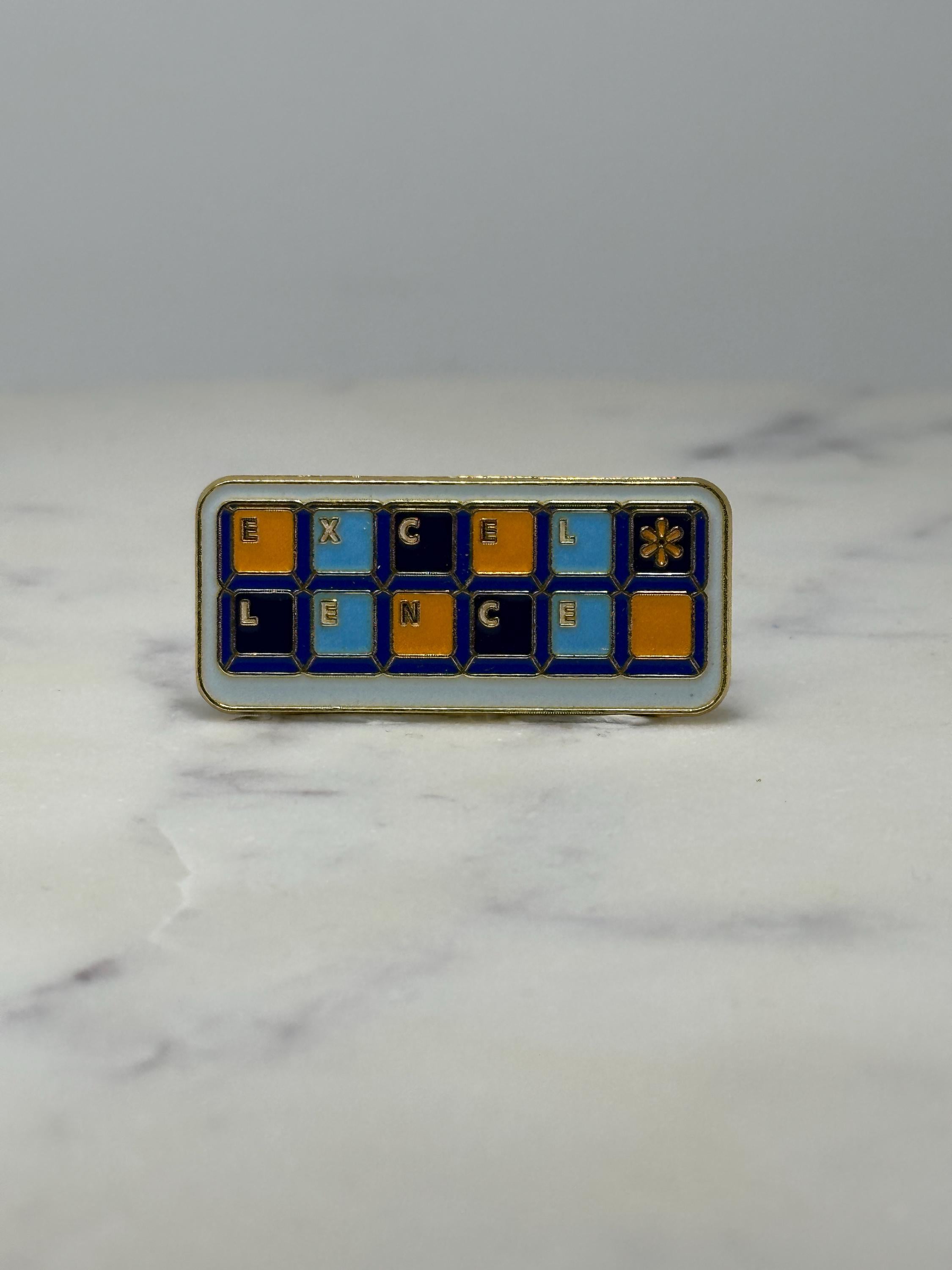 Walmart Excellence Pin Employee Recognition Award Enamel Pin Blue Gold Vintage