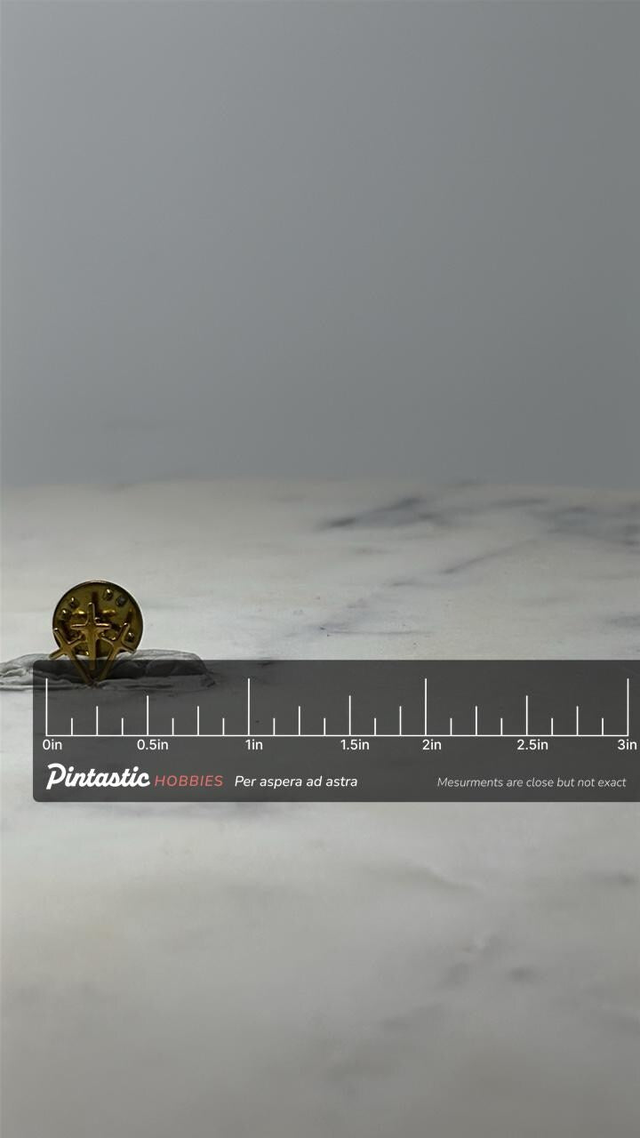 Vintage Christian Cross Lapel Pin: Gold Tone - Religious Accessory with ruler overlay for size reference
