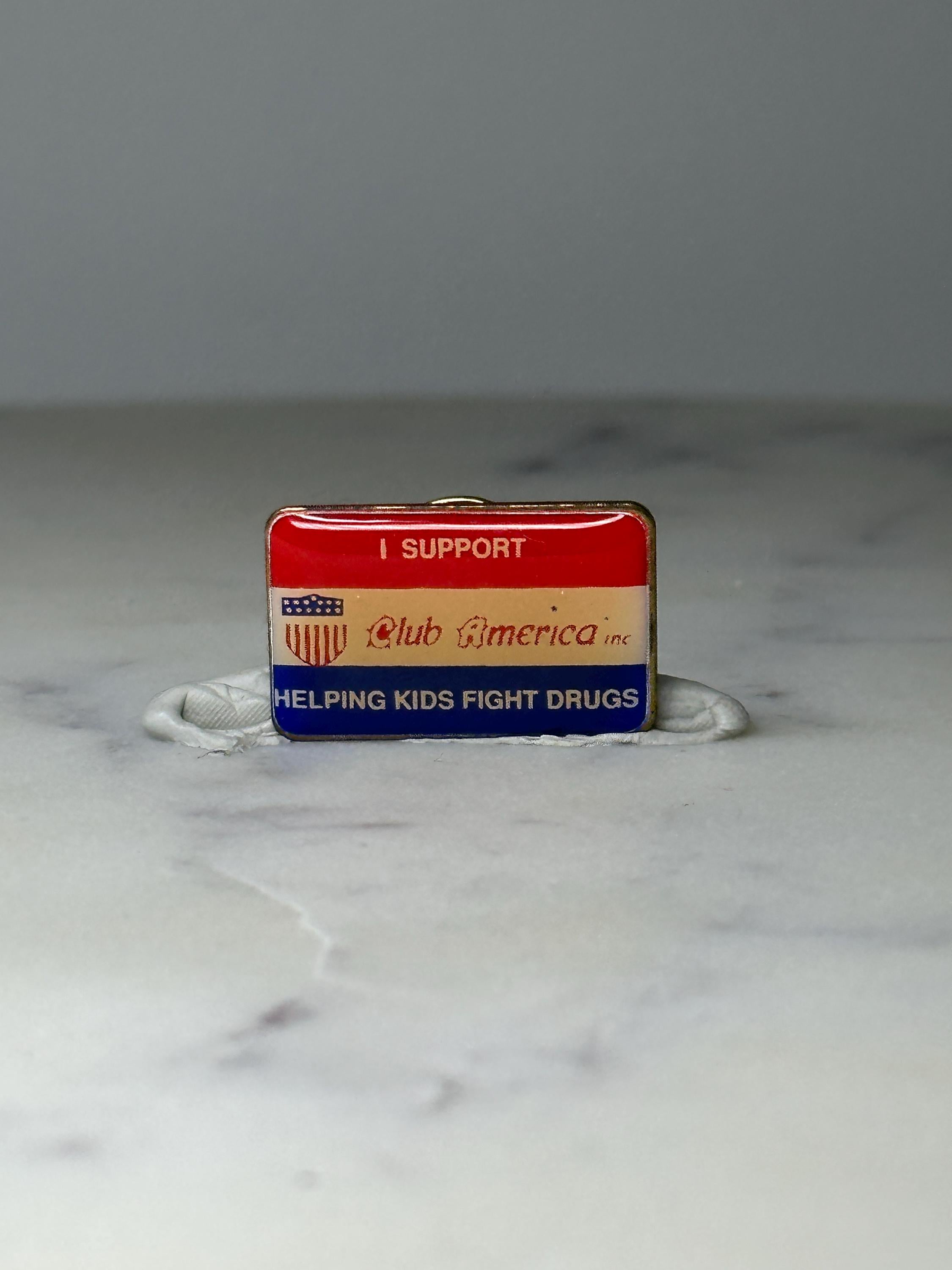 Vintage Club America Support Pin: Red White Blue - Anti Drug Era Accessory