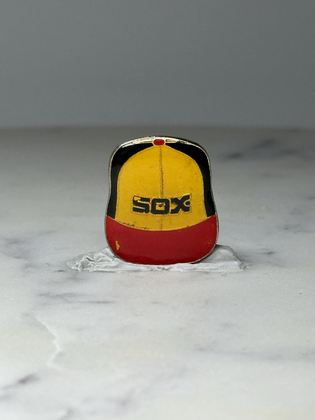 Vintage Chicago White Sox Hat Pin: Enamel Red Yellow - Baseball Fan Accessory