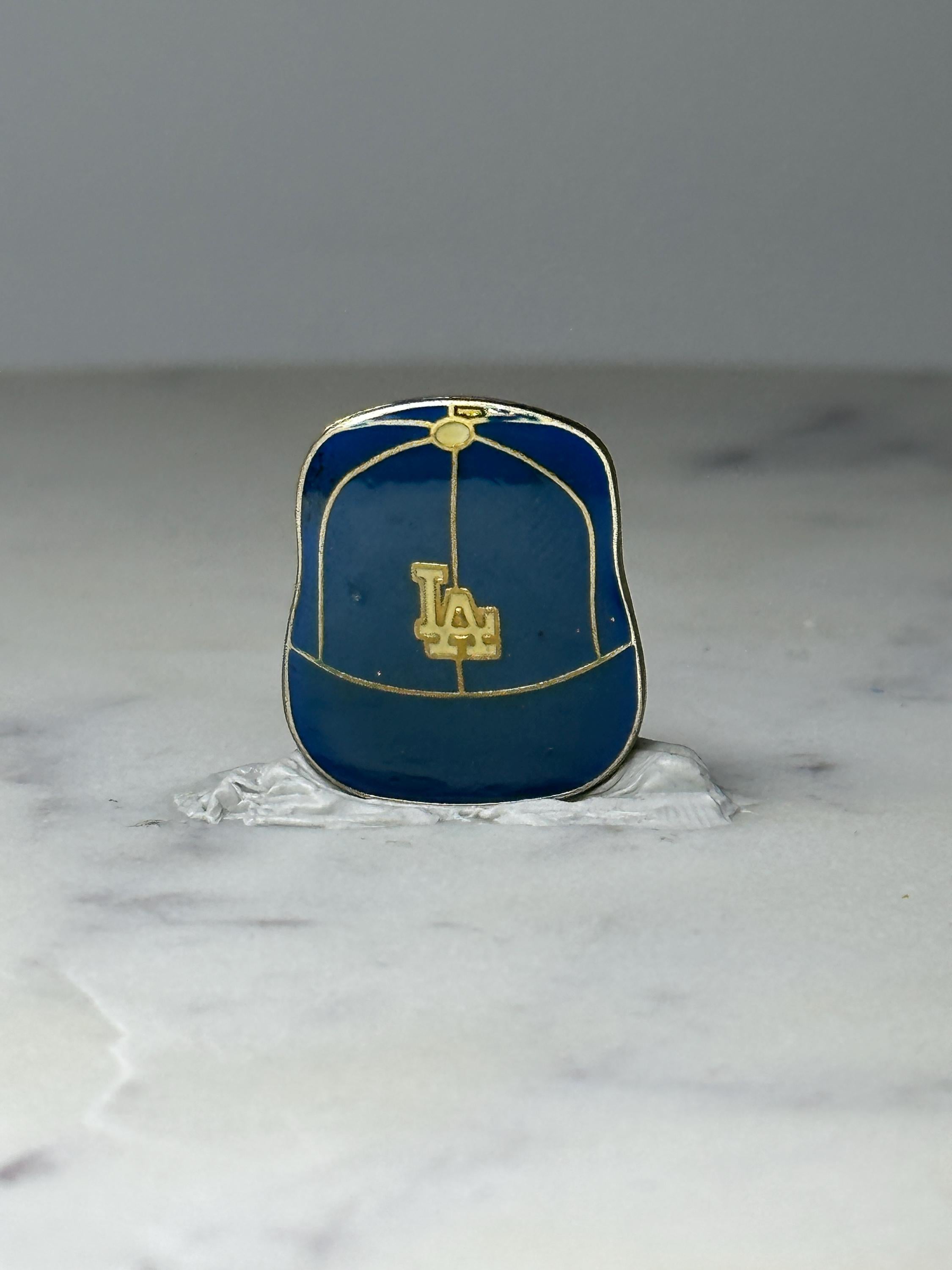 Vintage LA Dodgers Baseball Cap Pin: Blue & Gold Enamel - MLB Sports Accessory