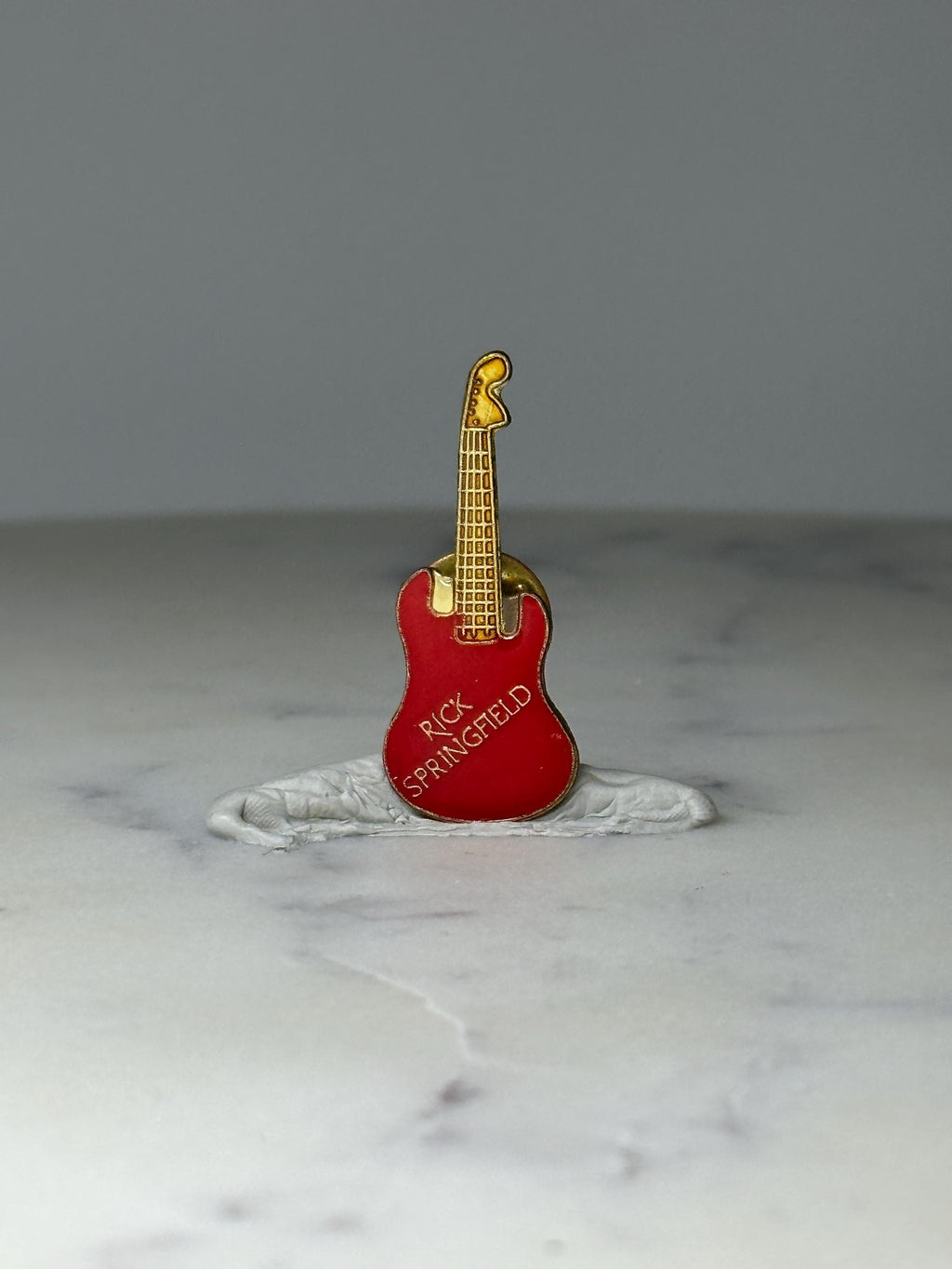 Vintage Rick Springfield Guitar Pin: Red Enamel - 1980s Music