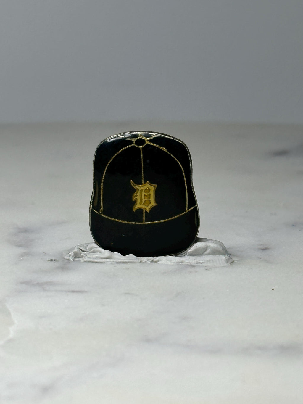 Vintage Detroit Tigers Baseball Cap Pin: Black Gold Enamel - MLB Accessory