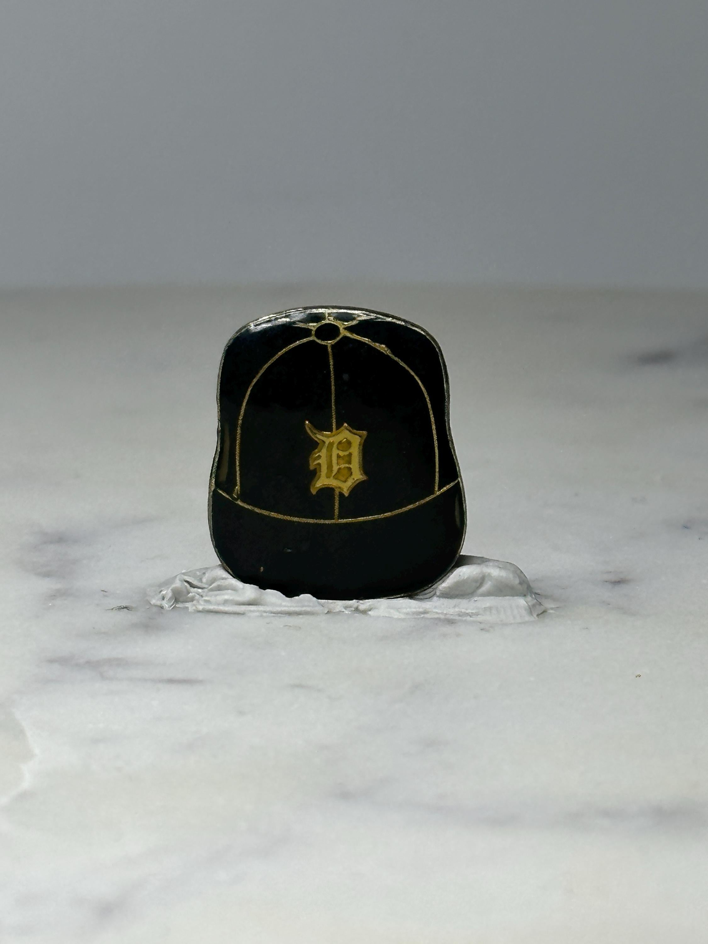 Vintage Detroit Tigers Baseball Cap Pin: Black Gold Enamel - MLB Accessory