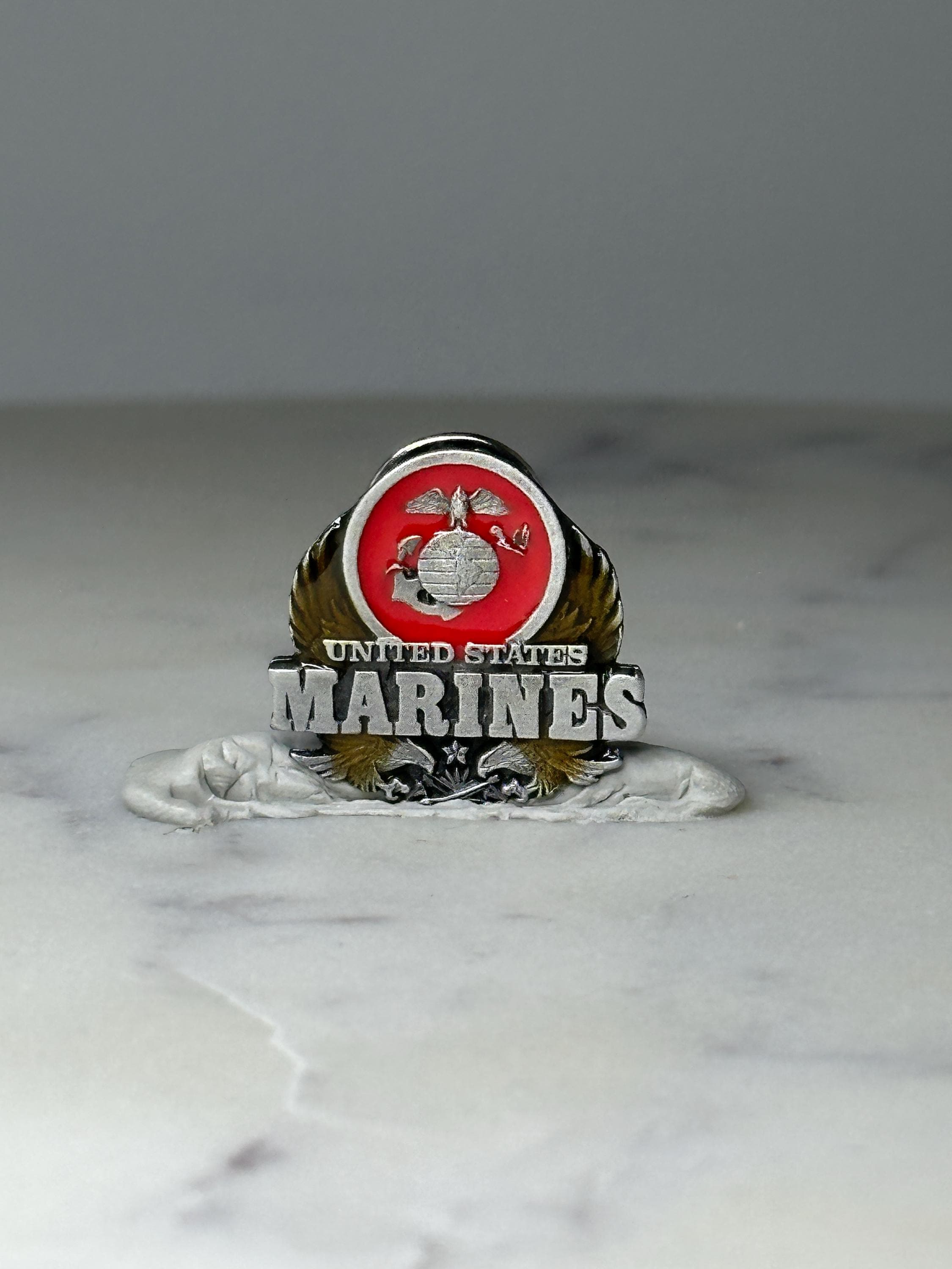 Vintage United States Marines Lapel Pin: Red Enamel - Military Accessory