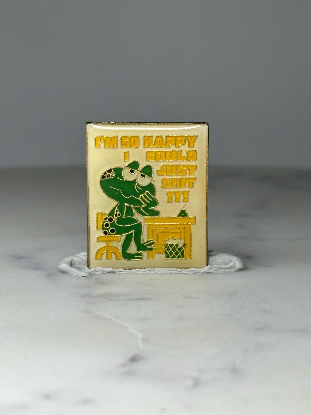 Vintage Funny Frog Enamel Pin: Gold Tone - Humorous Quote Accessory