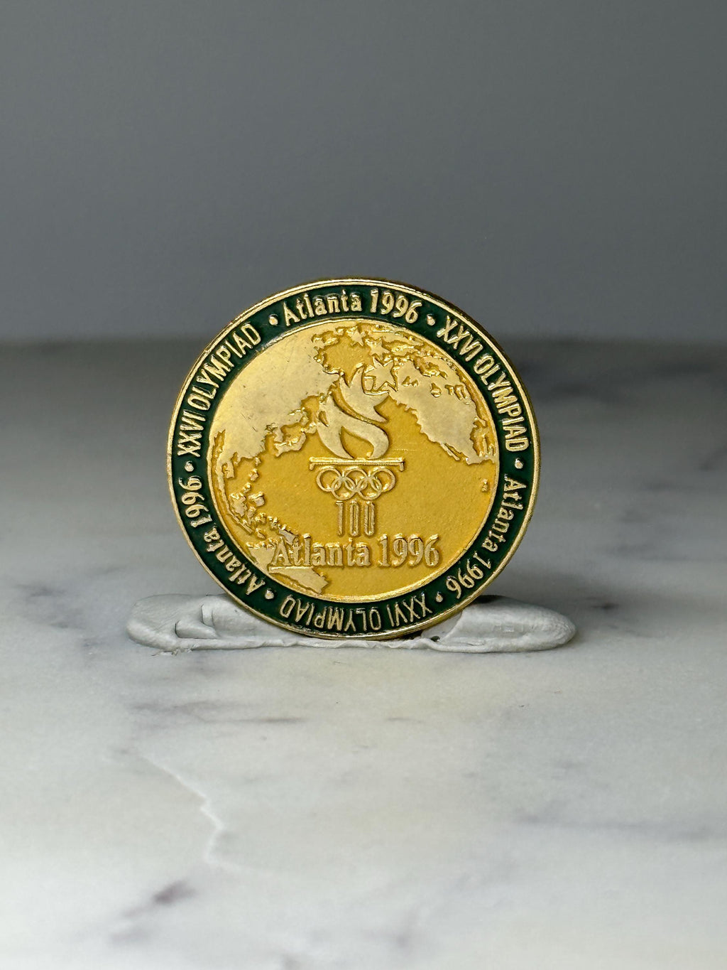 Vintage Atlanta 1996 Olympic Lapel Pin: Gold Tone Enamel - XXVI Olympiad Accessory