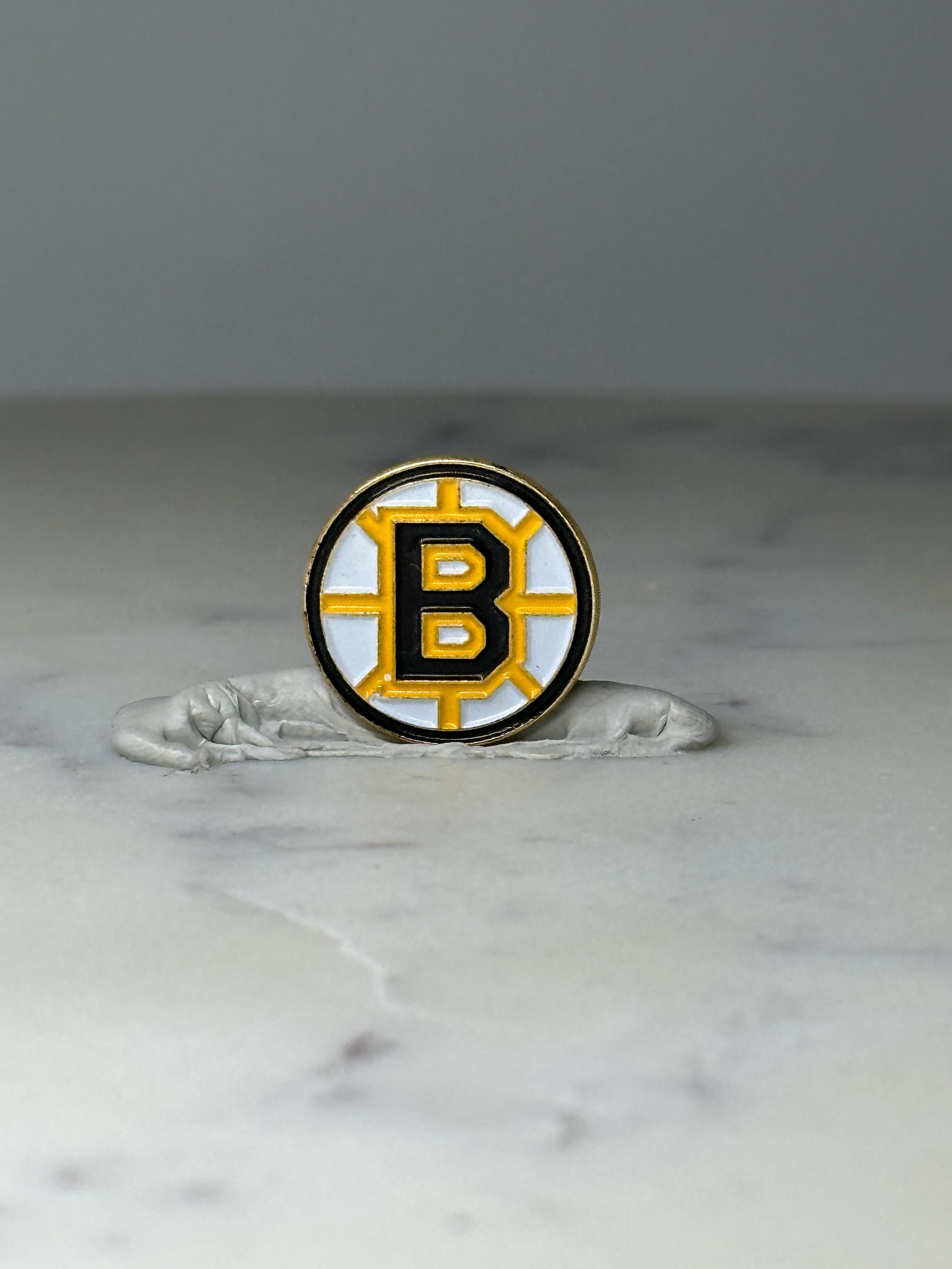 Vintage Boston Bruins Enamel Lapel Pin: Black & Gold - NHL Hockey Accessory