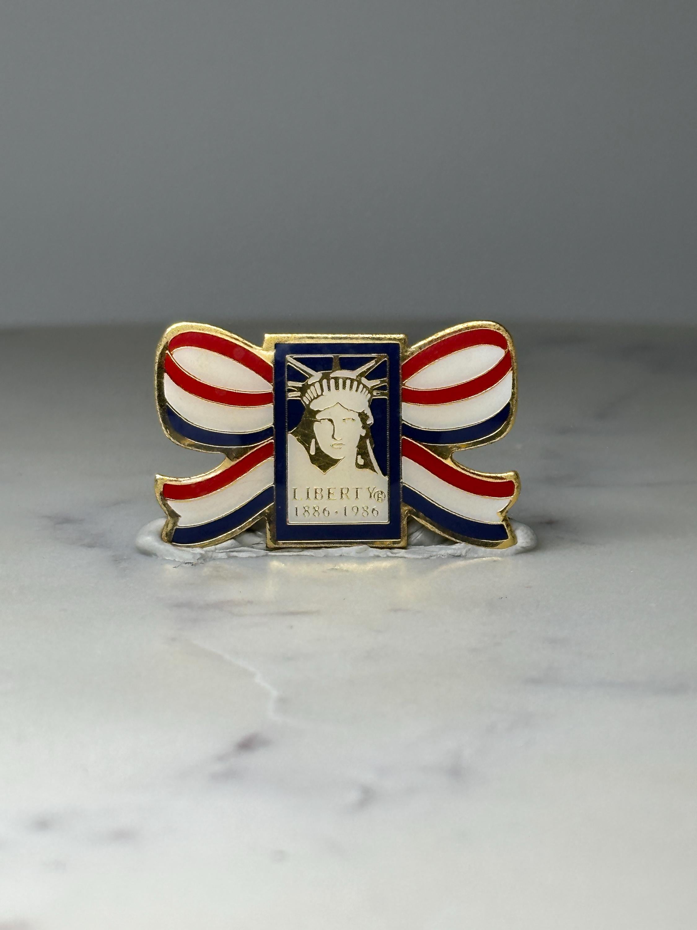 Vintage Statue of Liberty Enamel Pin: Red White Blue - 1986 Centennial Accessory