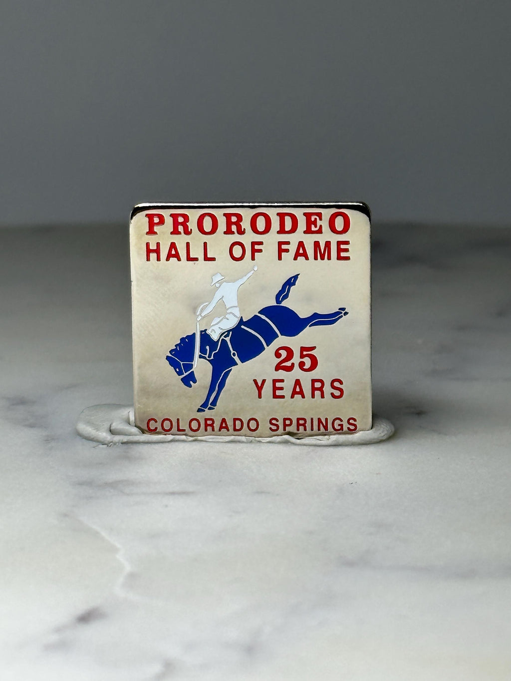 Vintage ProRodeo Hall of Fame Enamel Pin: Red Blue - 25 Years Accessory