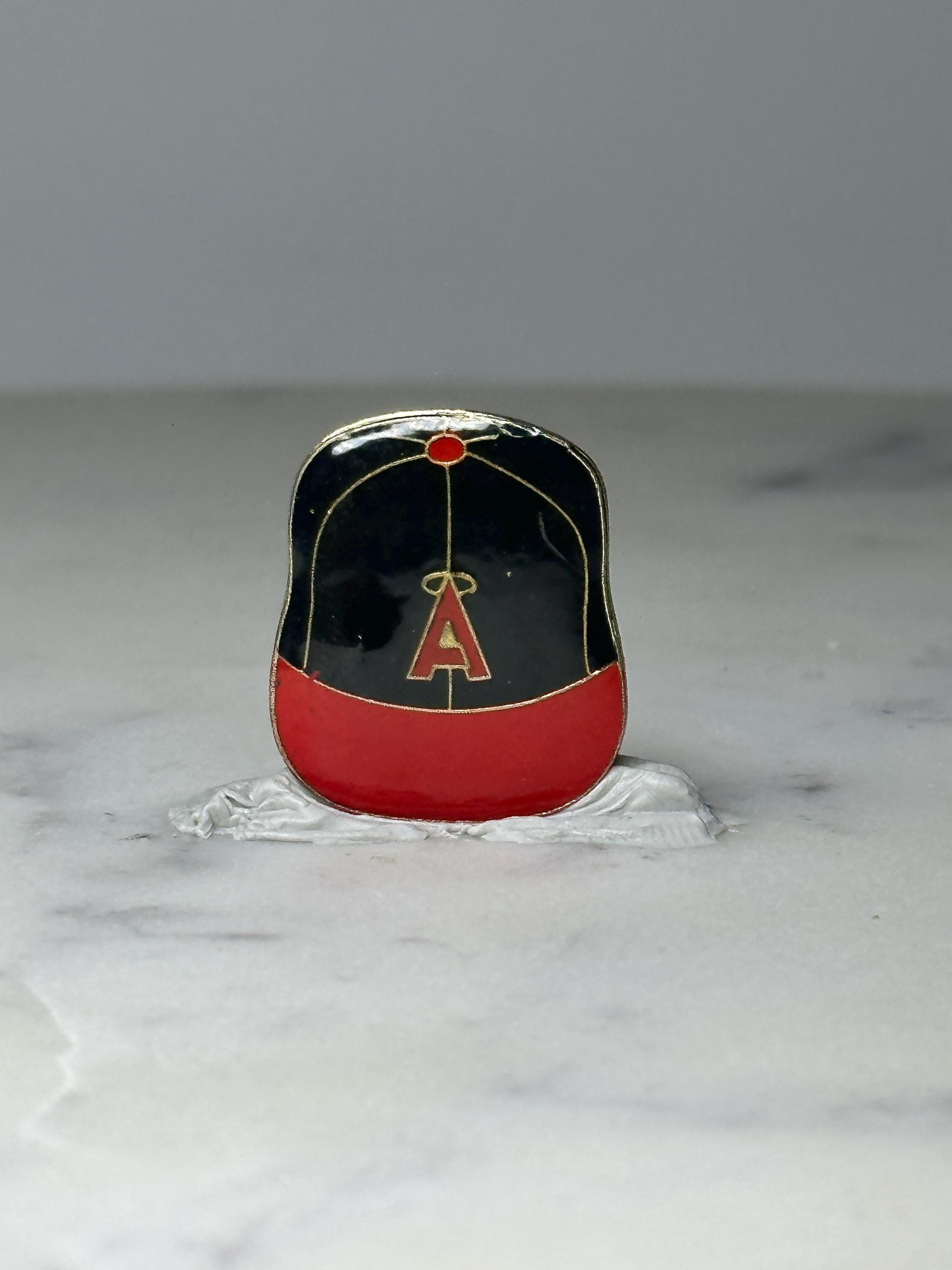 Vintage Anaheim Angels Baseball Cap Pin: Red Enamel - MLB Sports Accessory