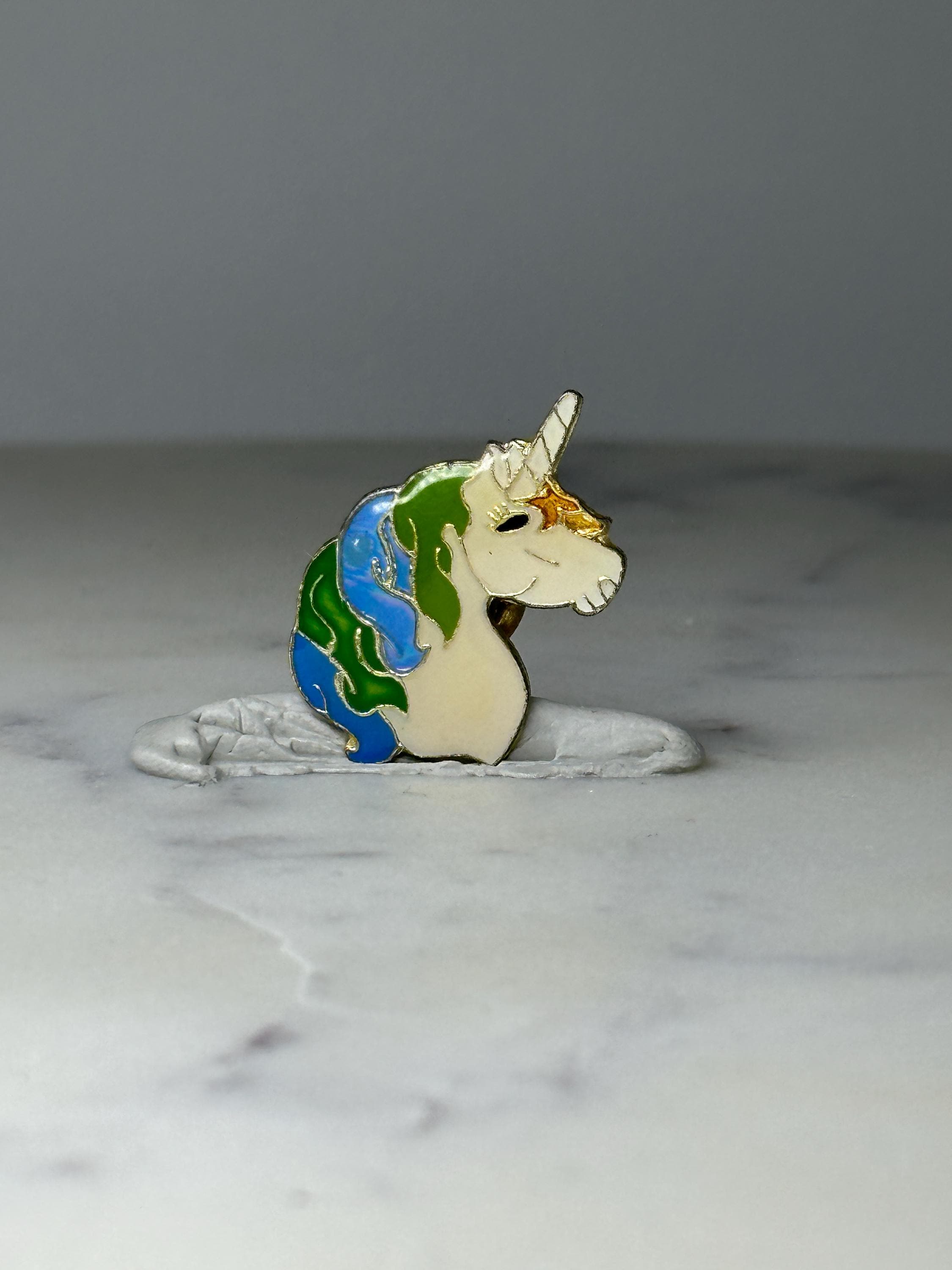 Vintage Unicorn Enamel Lapel Pin: Gold Tone - Fantasy Accessory