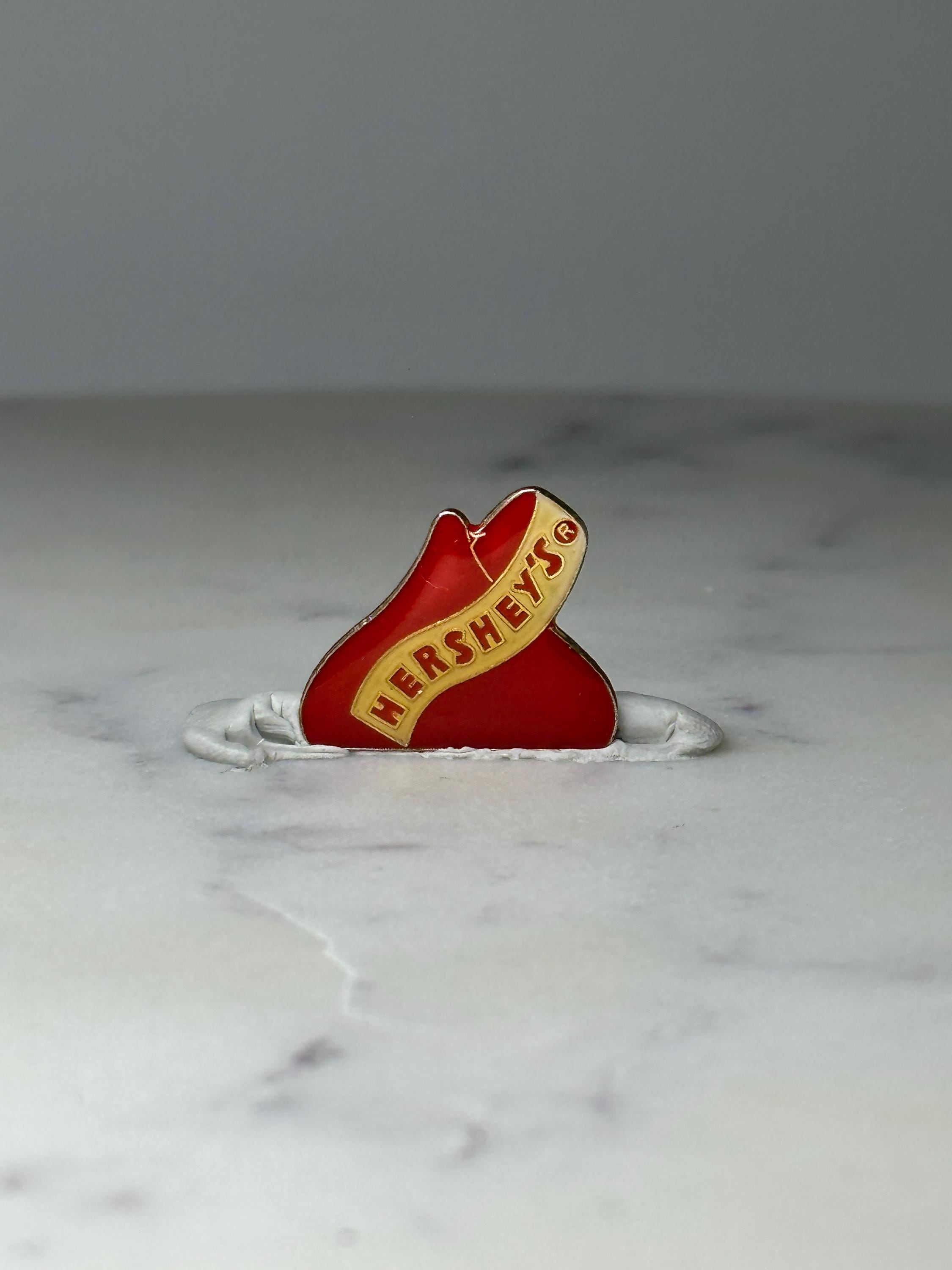 Vintage Hersheys Chocolate Kiss Lapel Pin: Red Enamel - Candy Brand Accessory