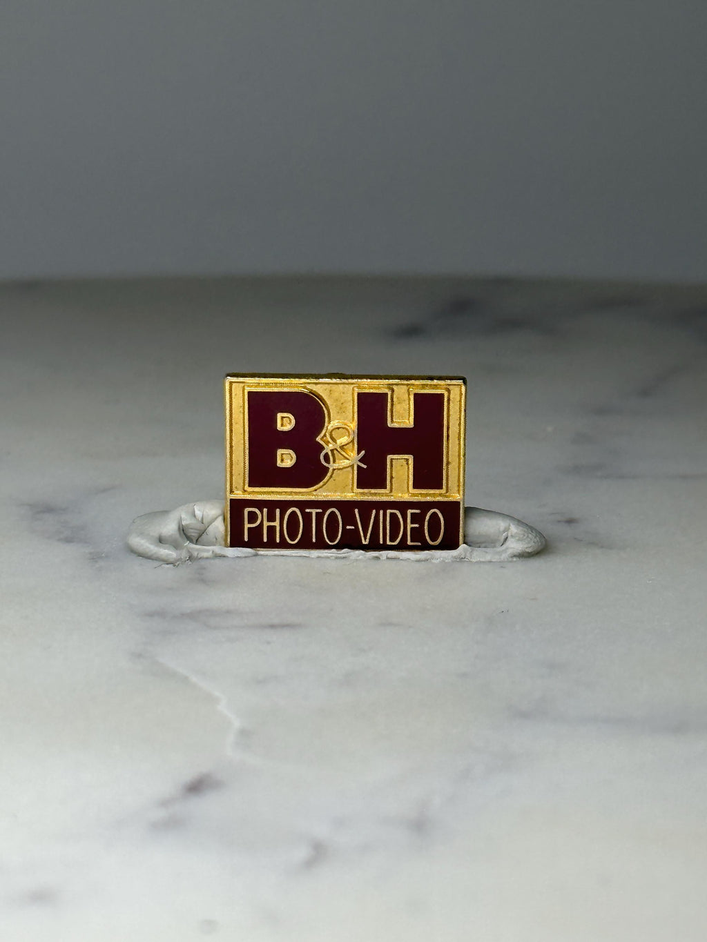 Vintage B and H Photo Video Enamel Pin: Red & Gold - Camera Store Accessory