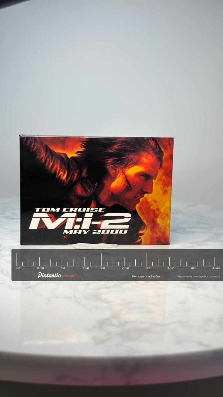 Vintage Mission Impossible 2 Movie Pin: Glossy Color - 2000 Film Promo Accessory with ruler overlay for size reference