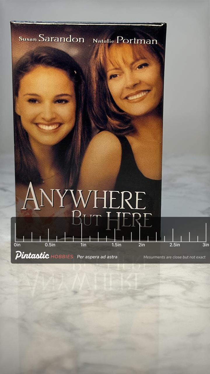 Vintage Anywhere But Here Movie Pin: Full Color - 1990s Film Accessory with ruler overlay for size reference