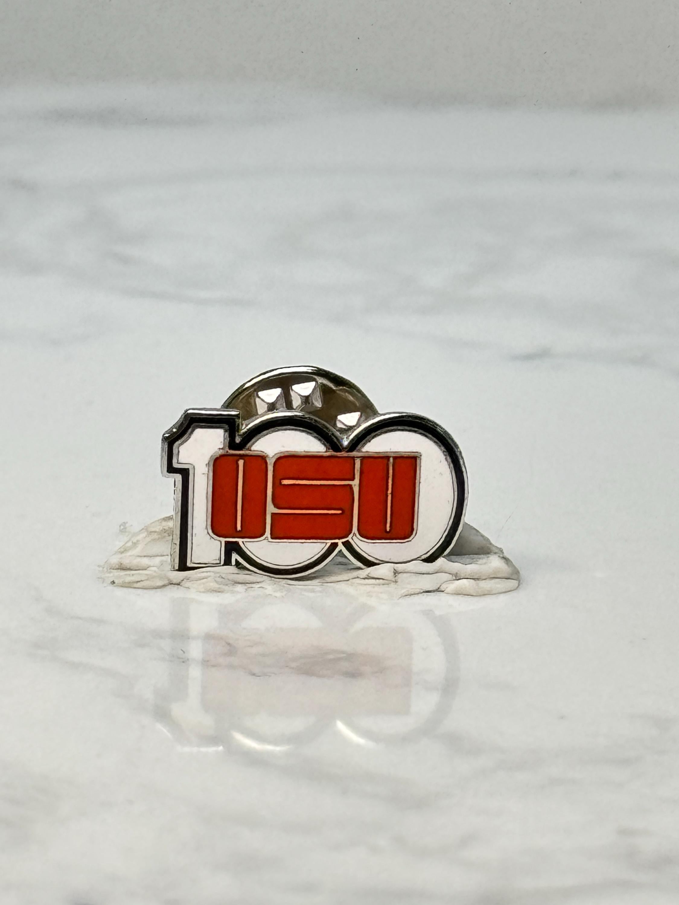 Vintage Oaklahoma State University 100 Lapel Pin: Red Enamel Centennial Accessory