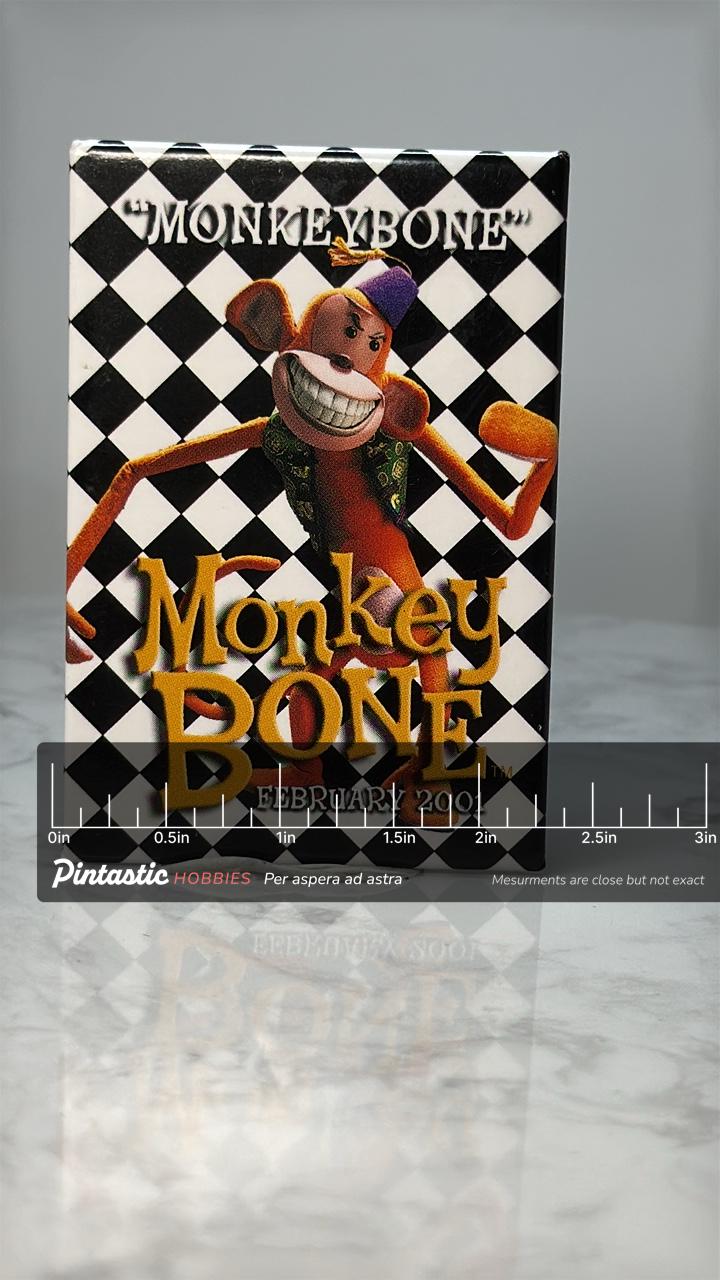 Vintage Monkeybone Movie Pin: Full Color Enamel - 2001 Film Promo Accessory with ruler overlay for size reference