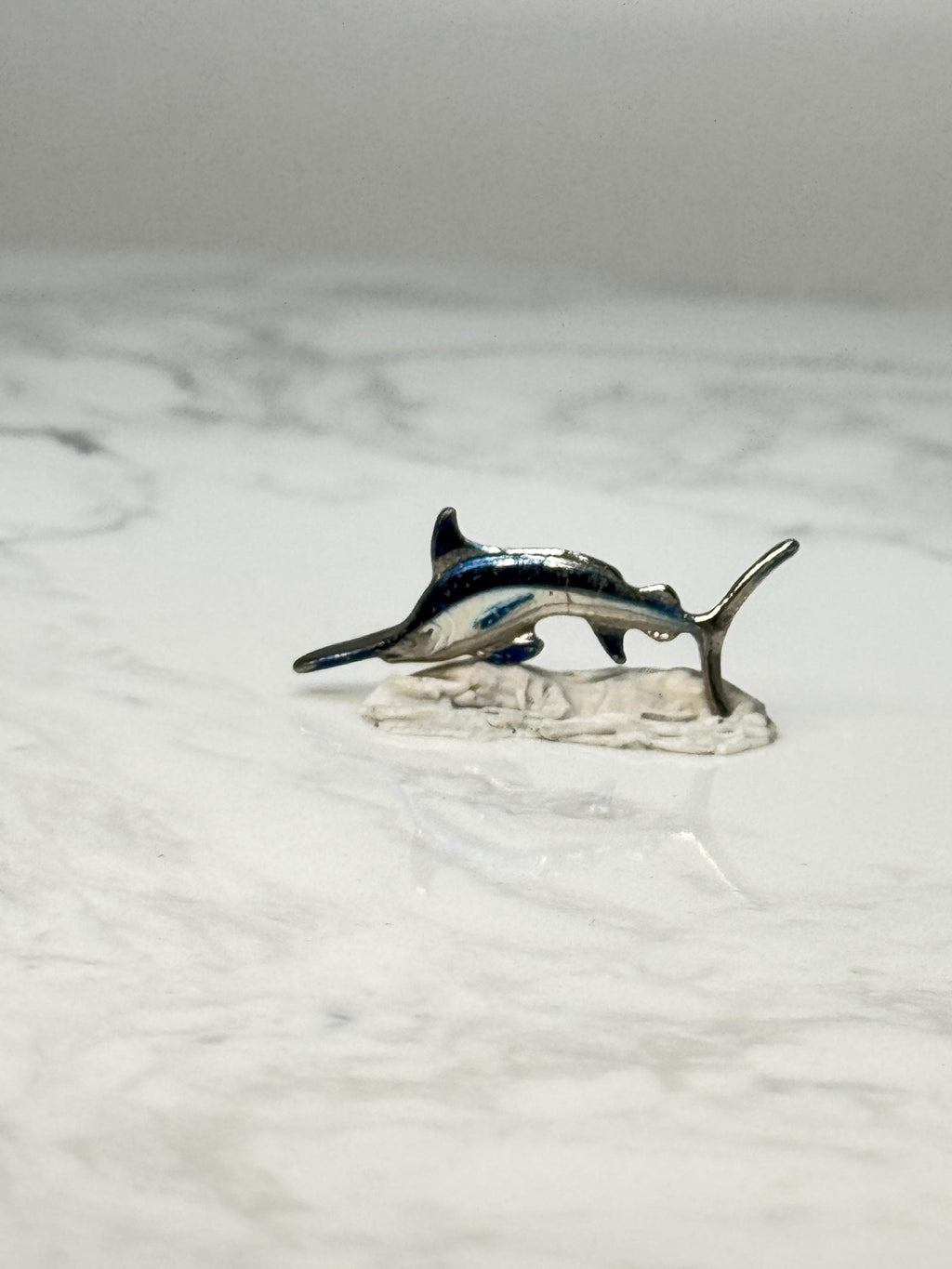 Vintage Marlin Swordfish Pin: Silver Tone Enamel - Nautical Accessory