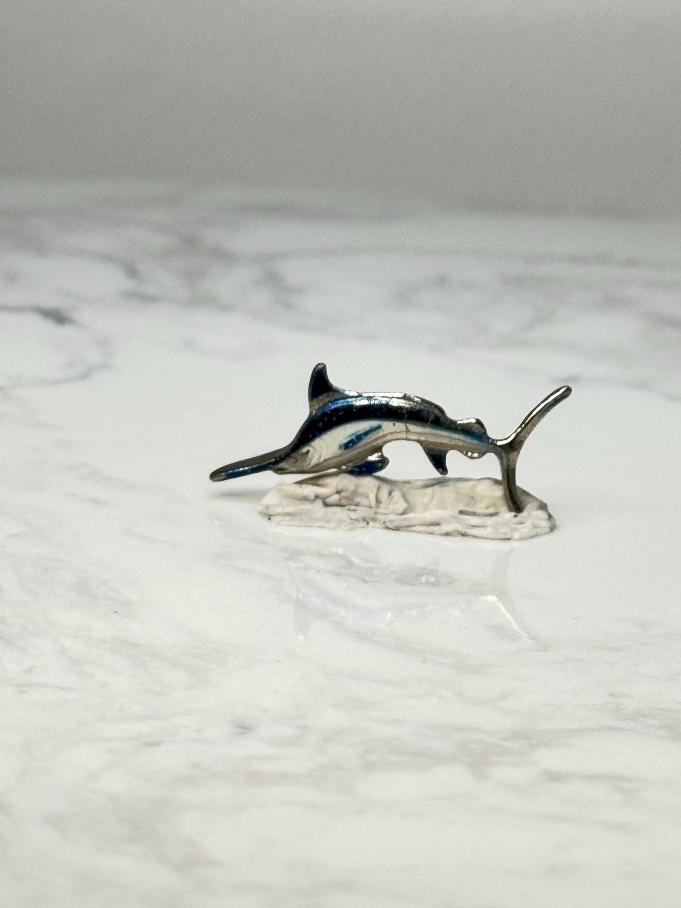 Vintage Marlin Swordfish Pin: Silver Tone Enamel - Nautical Accessory