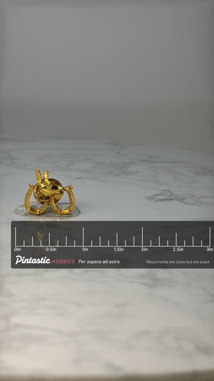 Donkey Horseshoe Pin Gold Tone Western Mule Horse Head Good Luck Equestrian Pin with ruler overlay for size reference