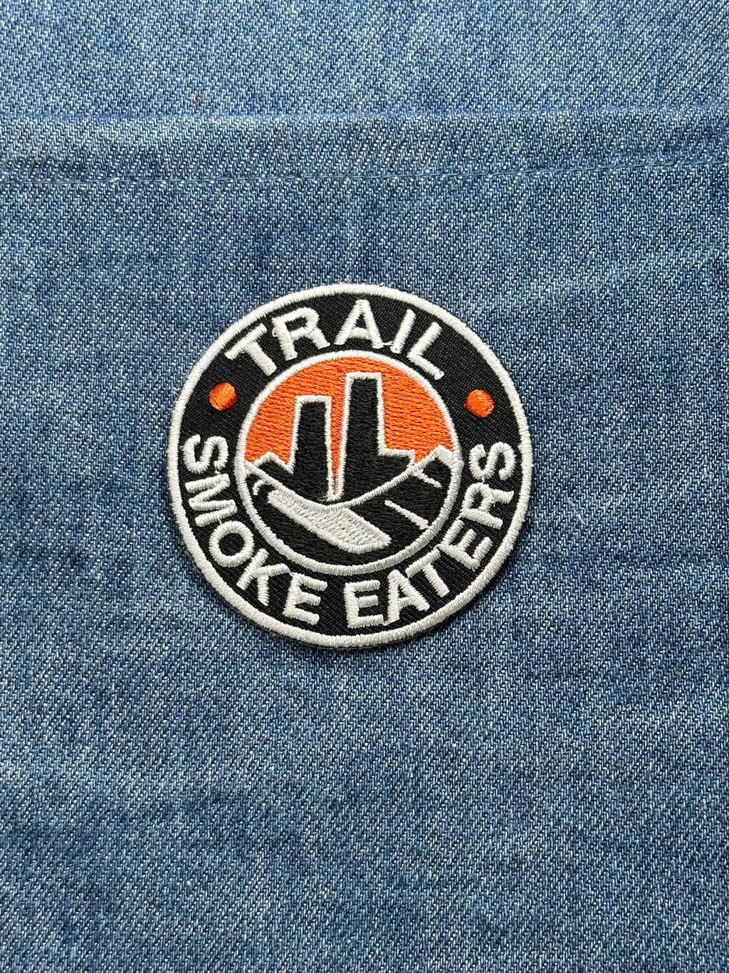 Vintage Trail Smoke Eaters Patch: Embroidered Black Orange - Hockey Souvenir