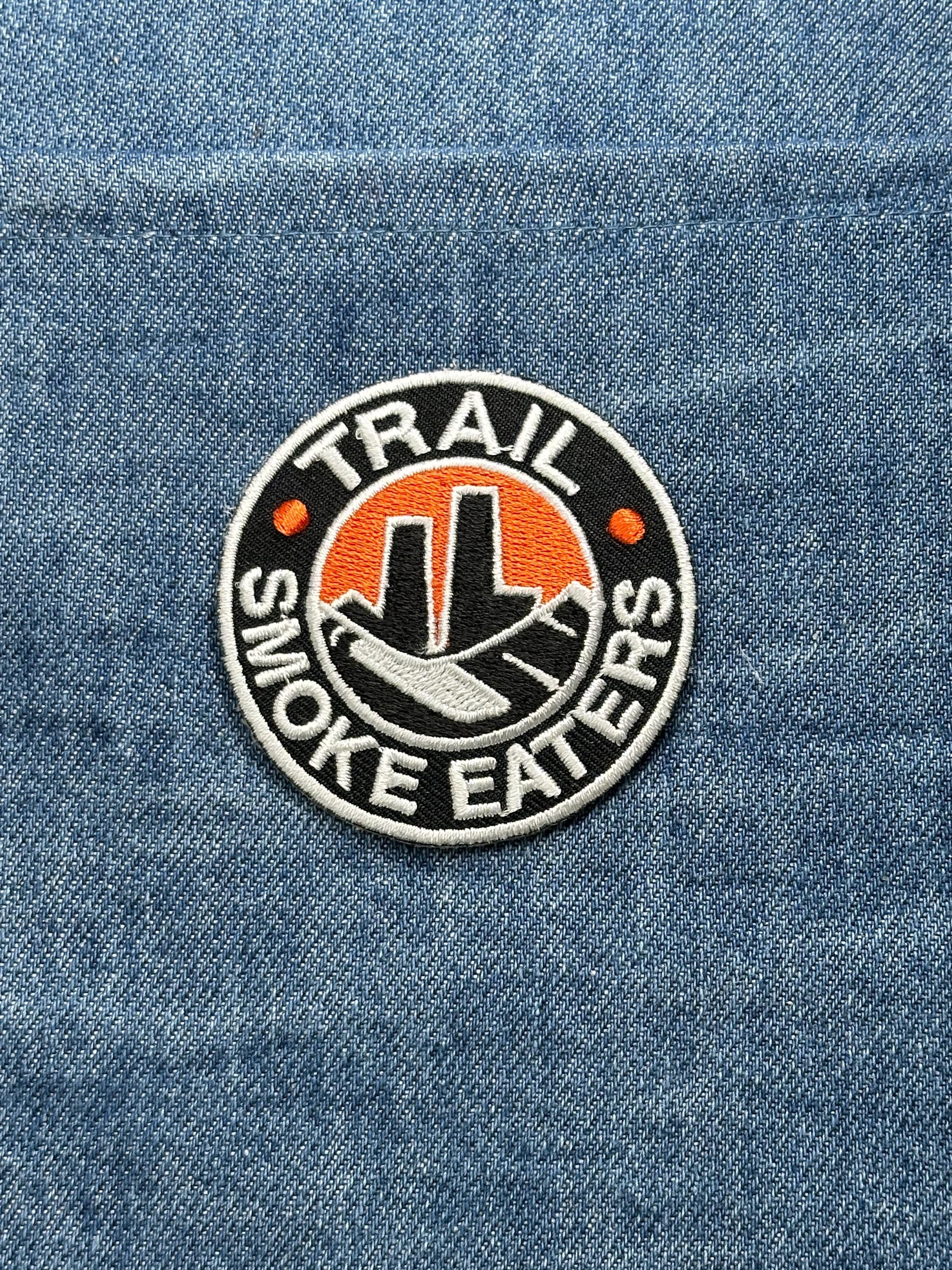 Vintage Trail Smoke Eaters Patch: Embroidered Black Orange - Hockey Souvenir