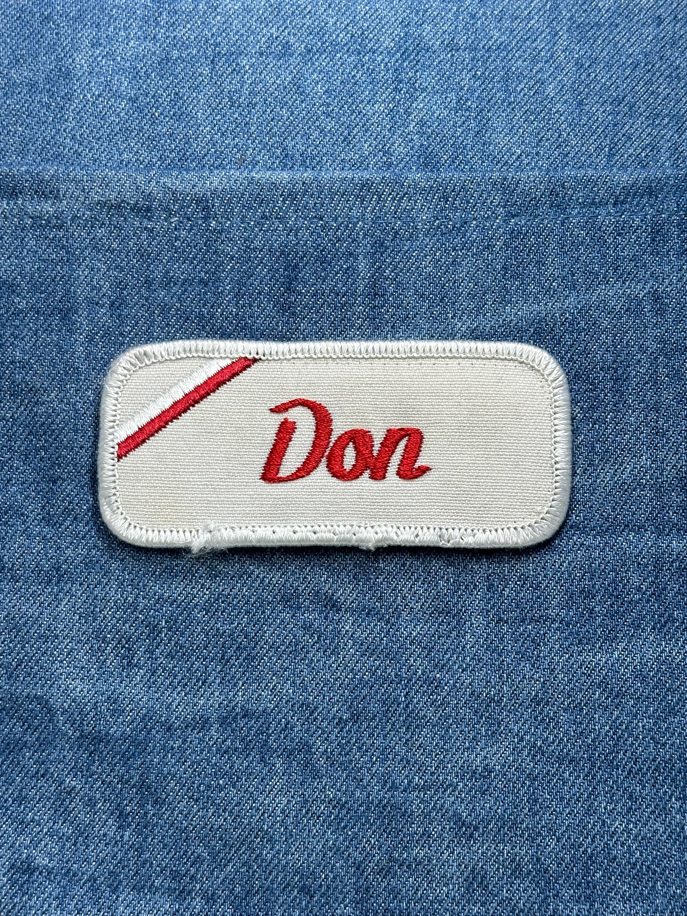 Don Name Patch: Red Script on White - Vintage Uniform Accessory