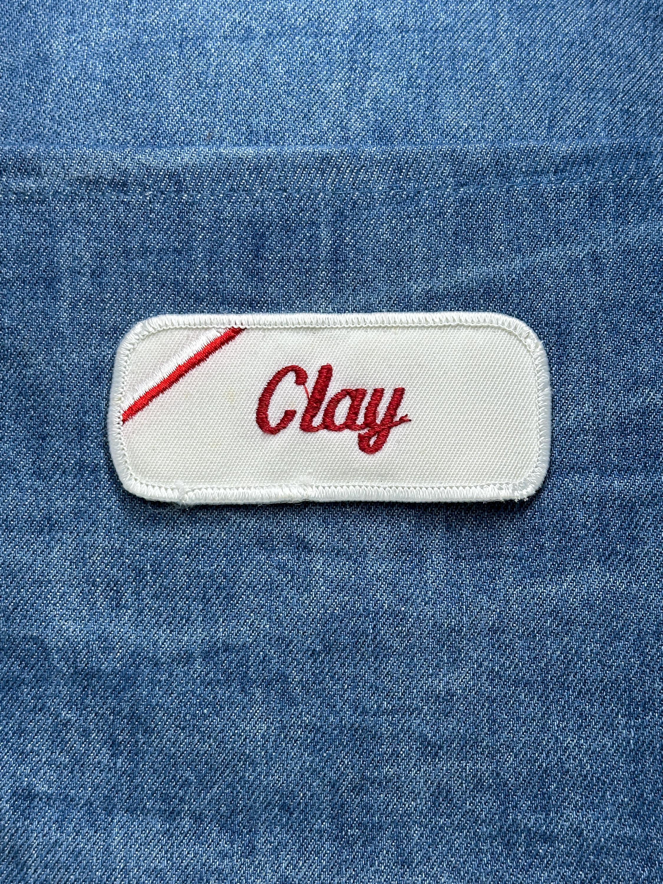 Clay Name Patch: Red Script on White - Vintage Uniform Accessory