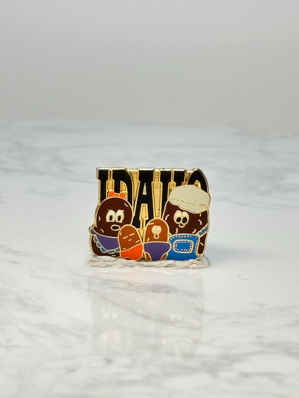 Vintage Idaho Potato Enamel Pin: Gold Tone - State Souvenir Accessory