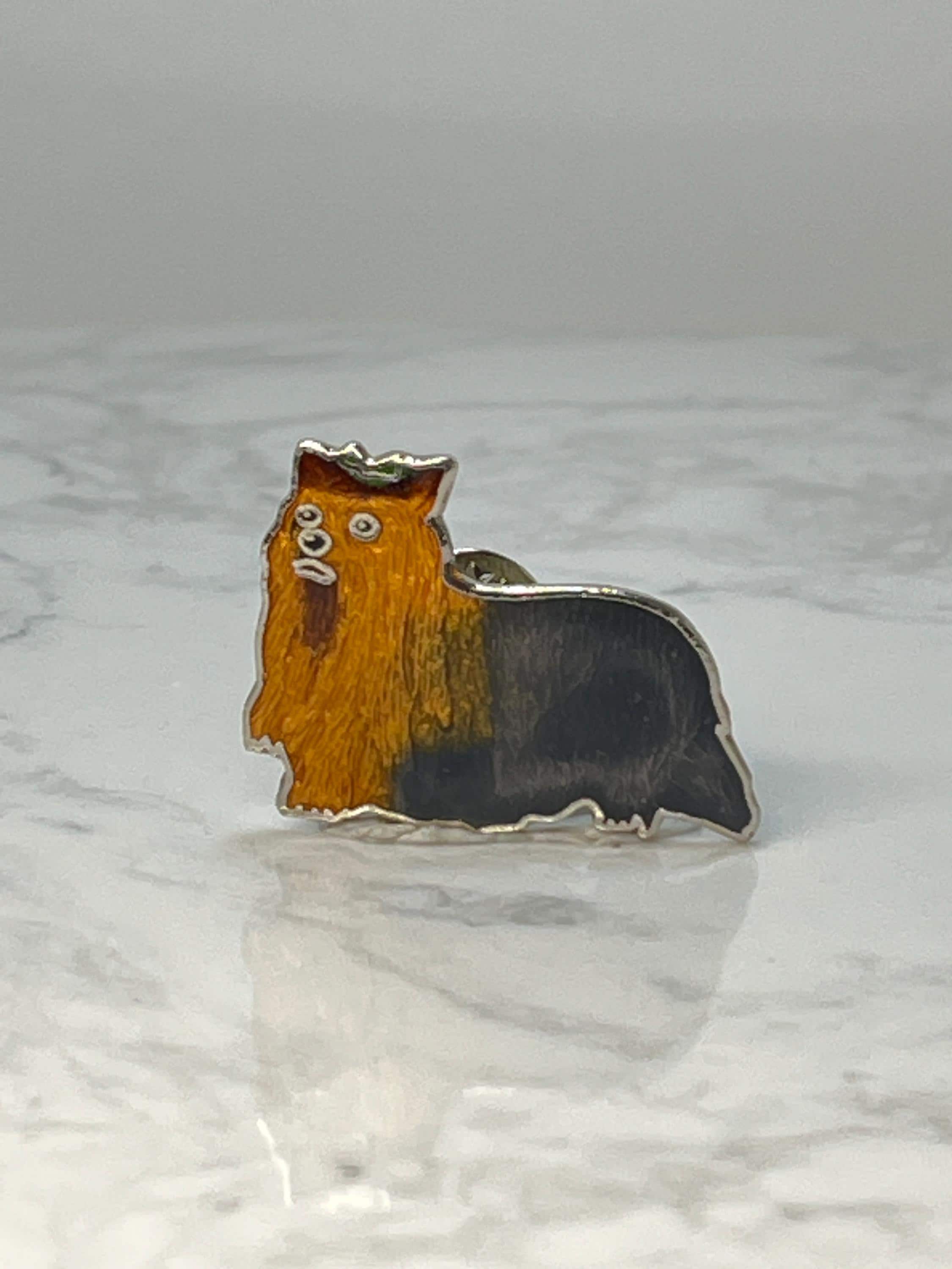 Vintage Silky Terrier Enamel Pin: Gold Tone - Dog Lover Accessory