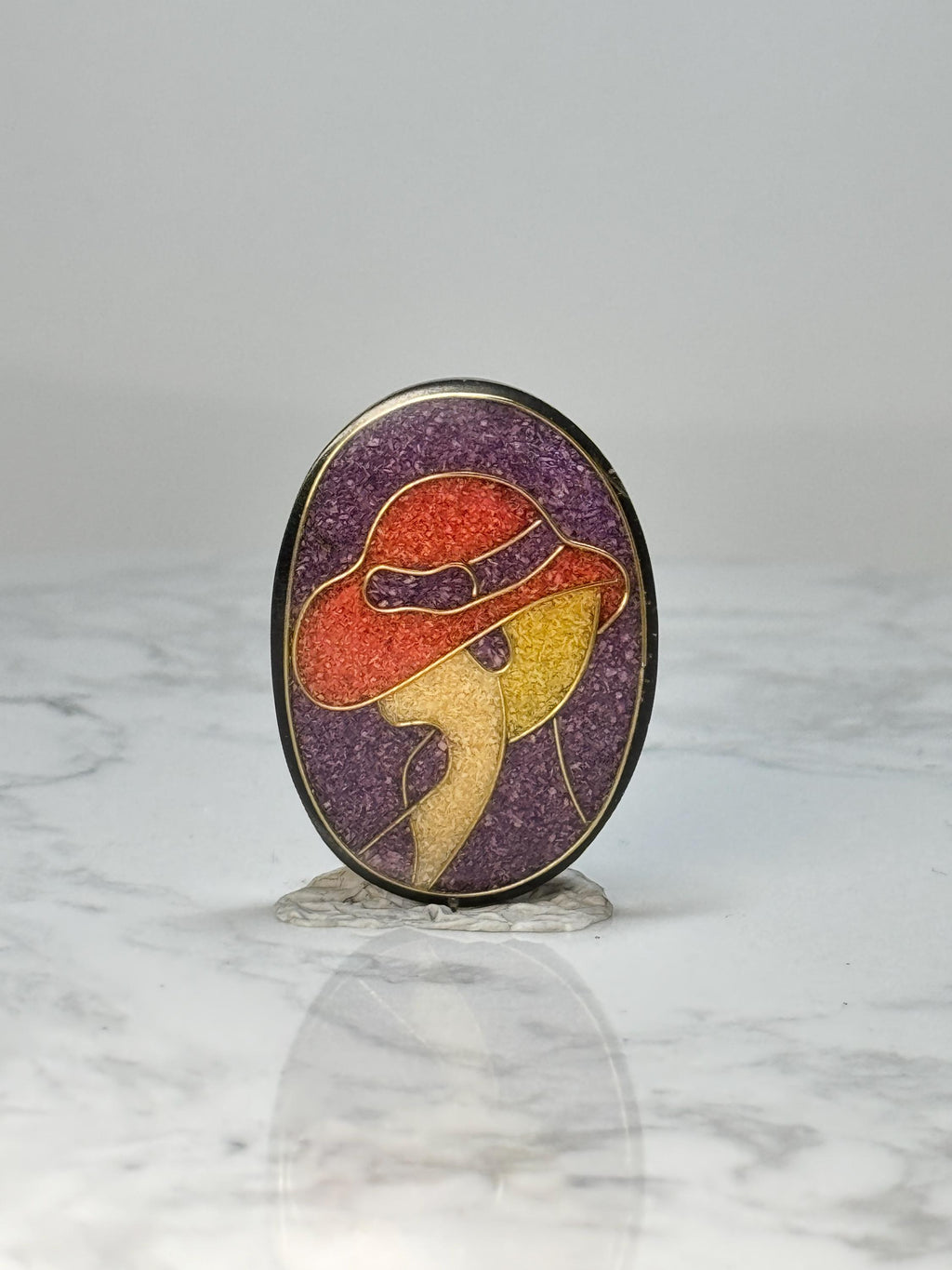 Vintage Fashion Lady Profile Enamel Pin: Gold Tone - 1980s Accessory