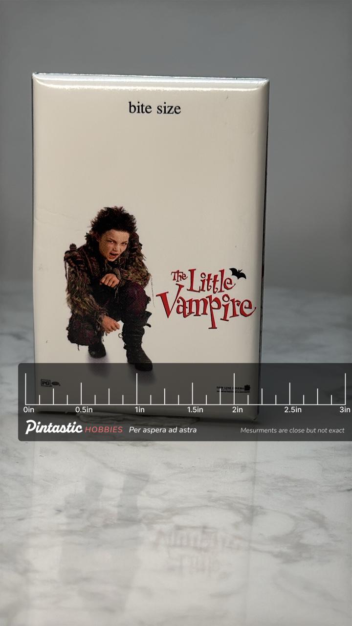 Vintage The Little Vampire Movie Pin: Enamel - 2000s Film Promo Accessory with ruler overlay for size reference