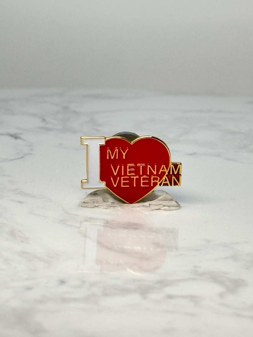 Vintage Vietnam Veteran Lapel Pin: Red Heart Gold Tone - Patriotic Accessory