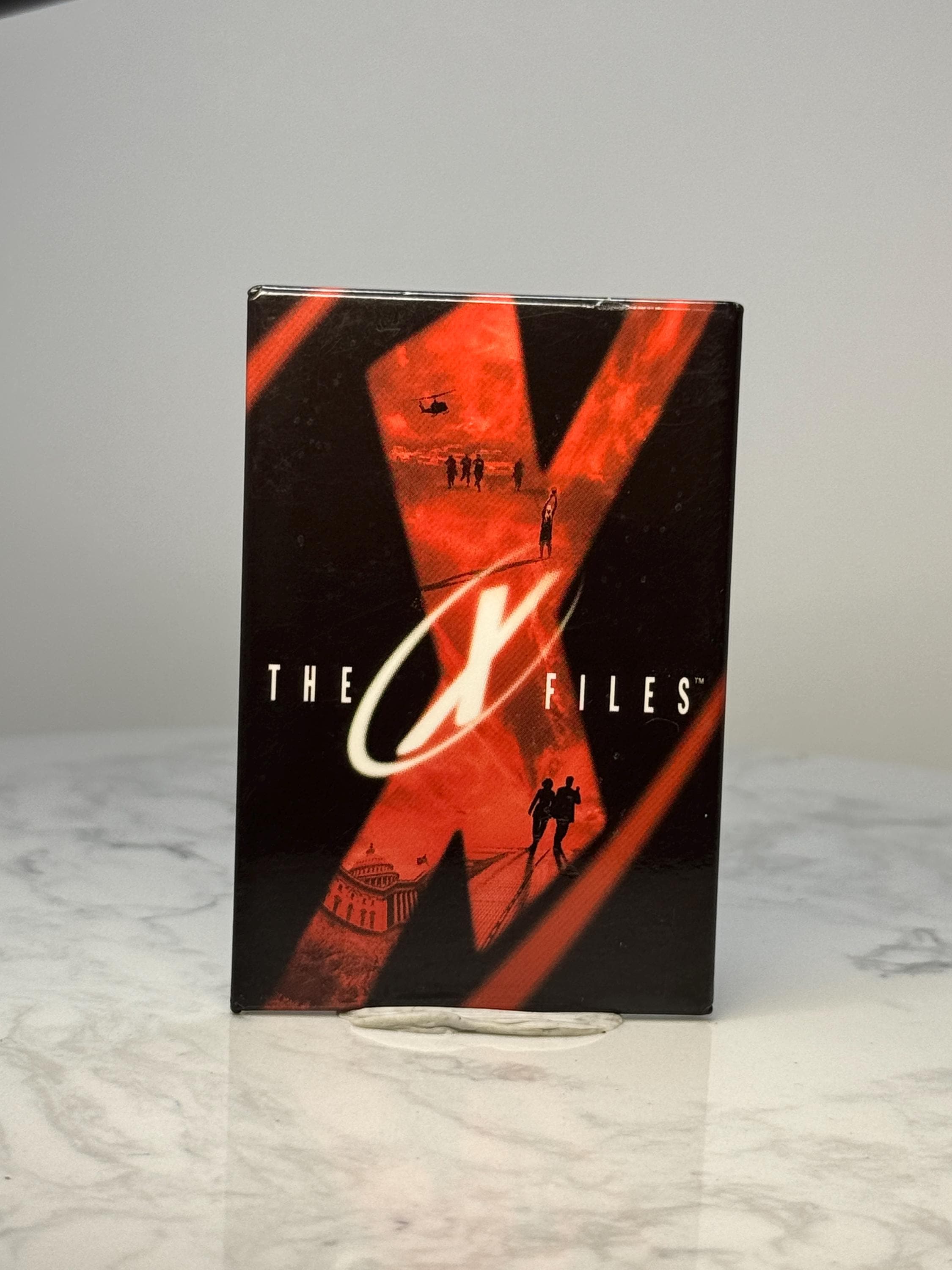 Vintage The X Files Logo Pin: Red Black Glossy - 1990s TV Accessory
