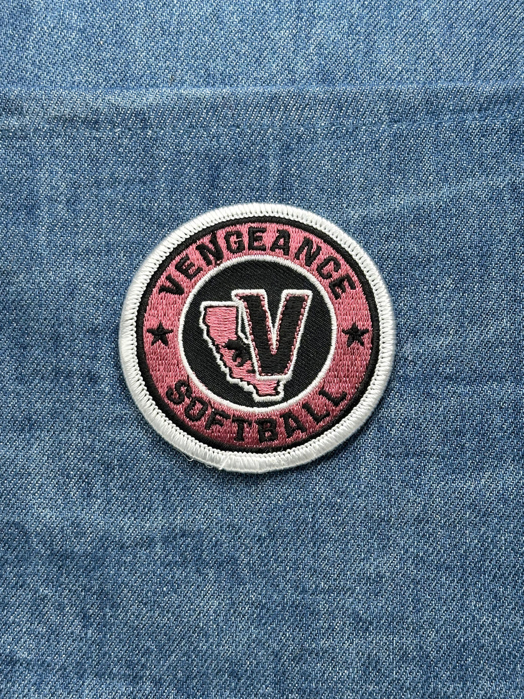 Vintage Vengeance Softball Patch: Pink & Black Embroidered - Team Spirit Accessory