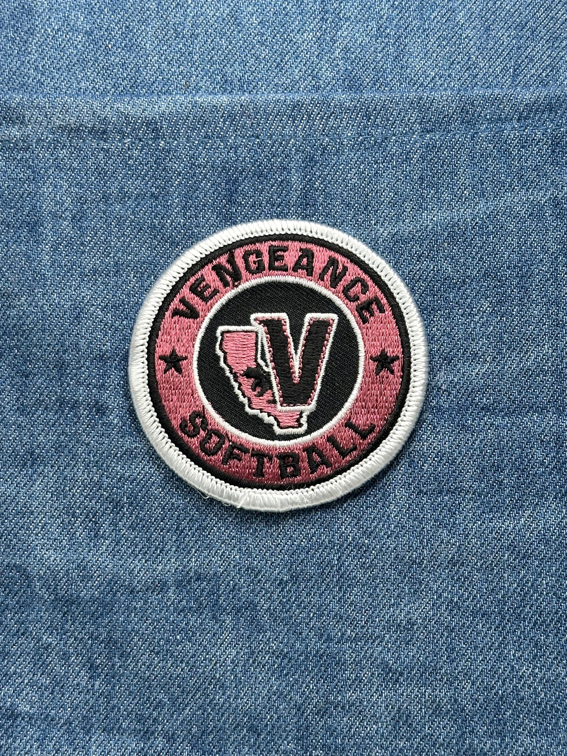 Vintage Vengeance Softball Patch: Pink & Black Embroidered - Team Spirit Accessory